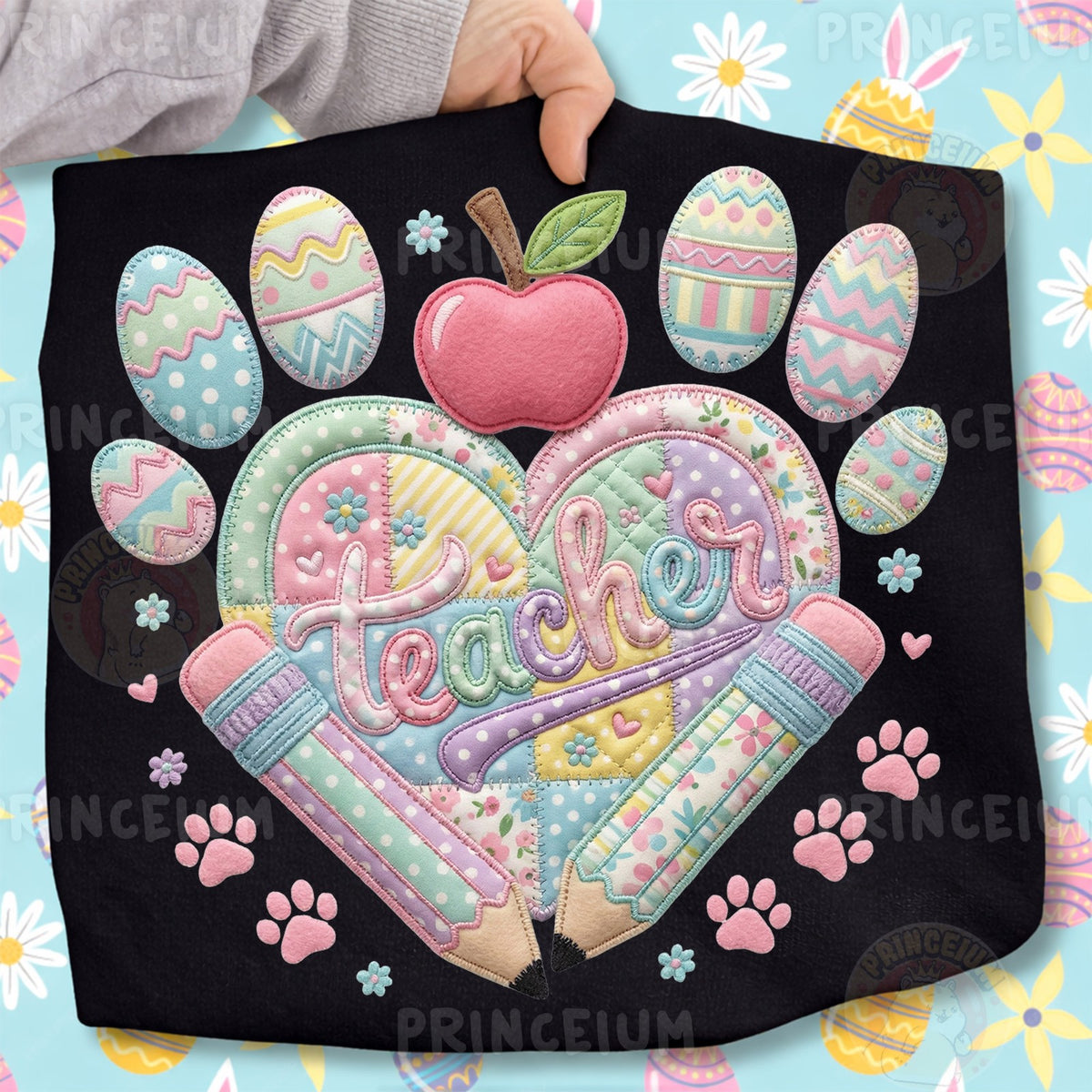 Easter Teacher Patchwork Heart