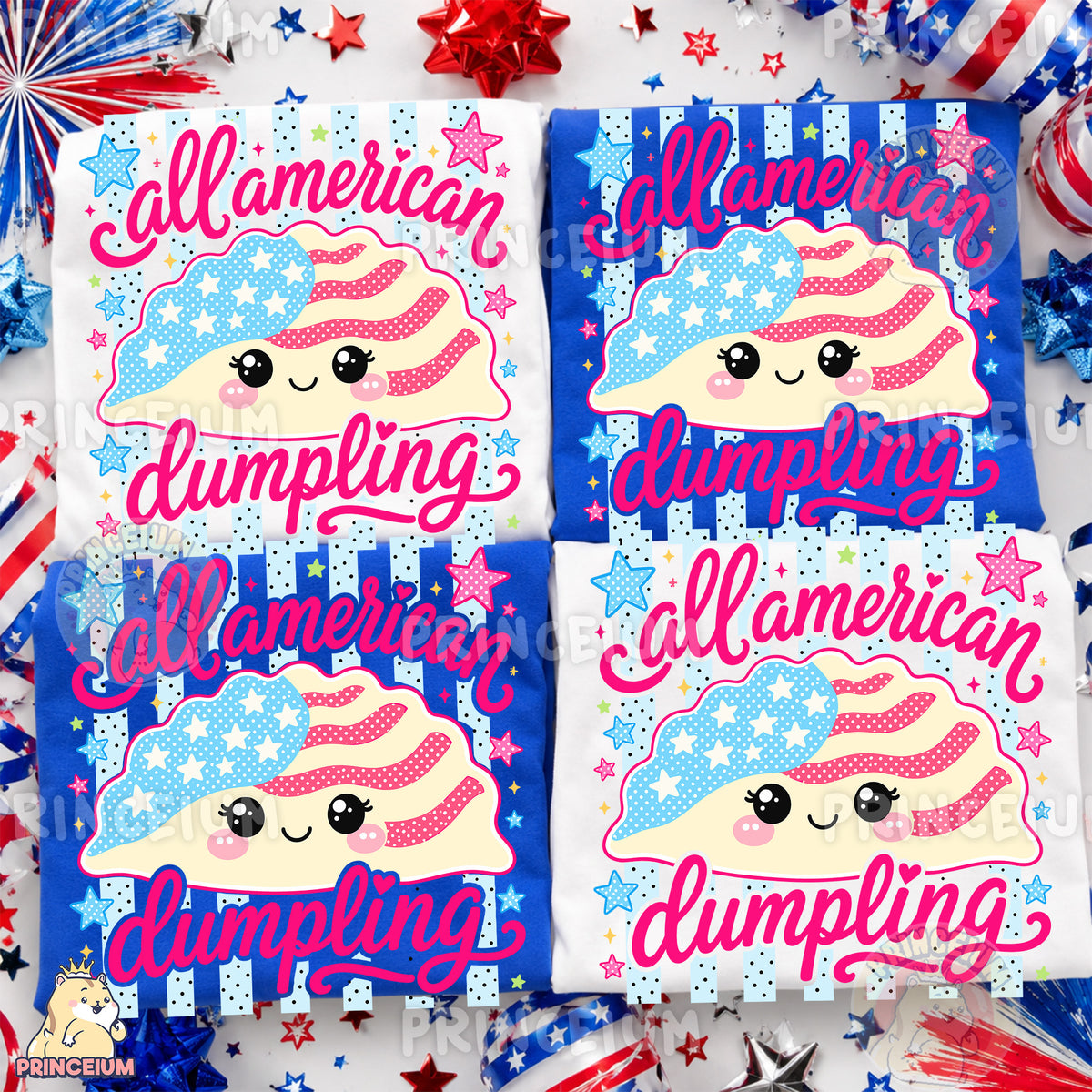 All American Dumpling PNG, Cute Patriotic Dumpling Shirt Design, Funny 4th of July Sublimation