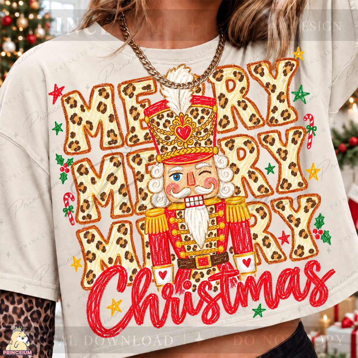 Leopard Print Nutcracker Christmas PNG Merry Christmas Design | Digital Download