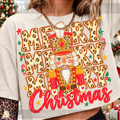Leopard Print Nutcracker Christmas PNG Merry Christmas Design | Digital Download