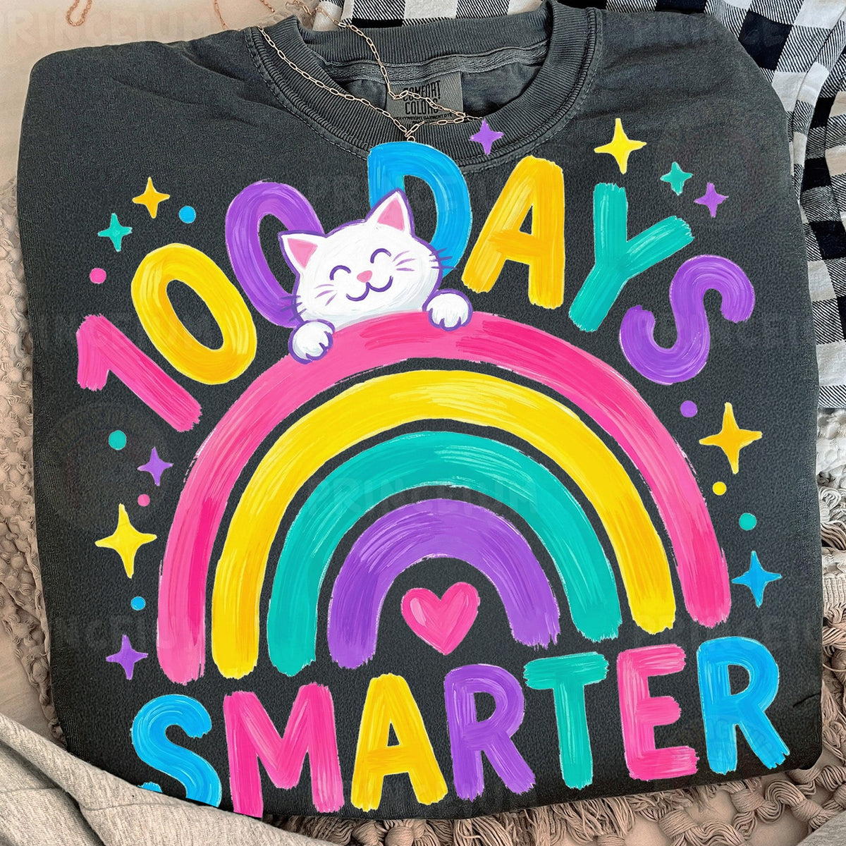 100 Days Smarter Rainbow Cat