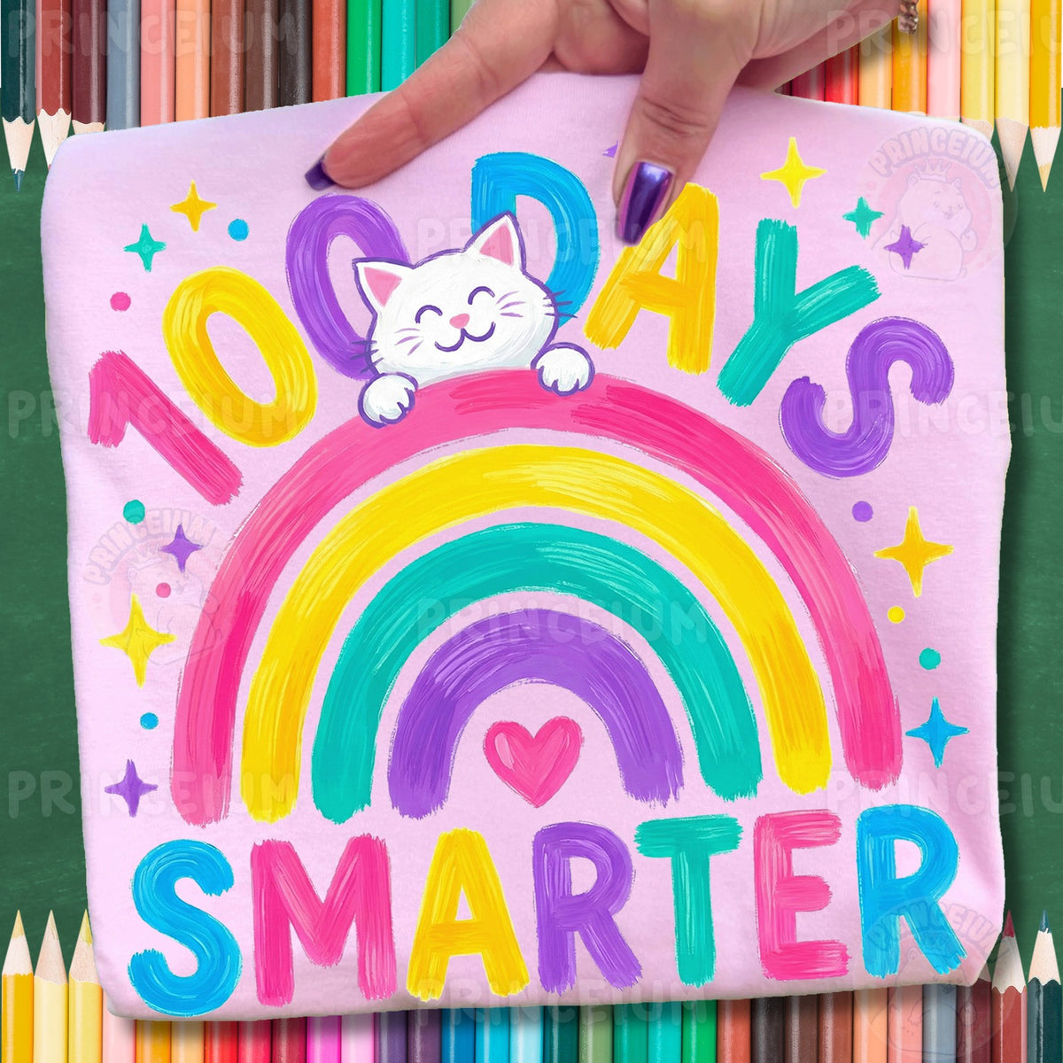 100 Days Smarter Rainbow Cat