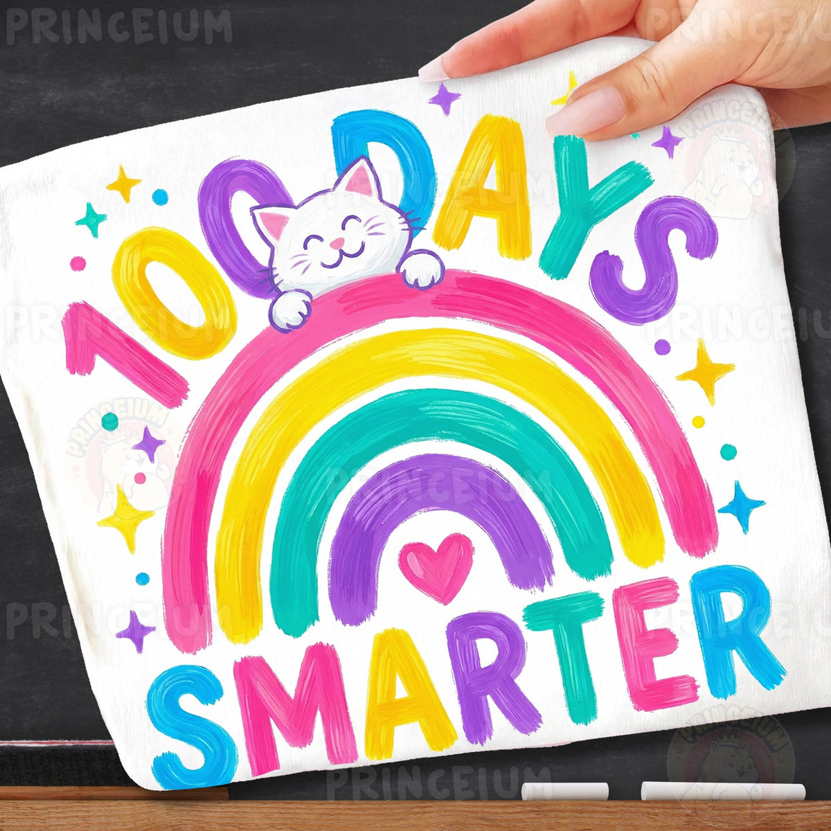 100 Days Smarter Rainbow Cat
