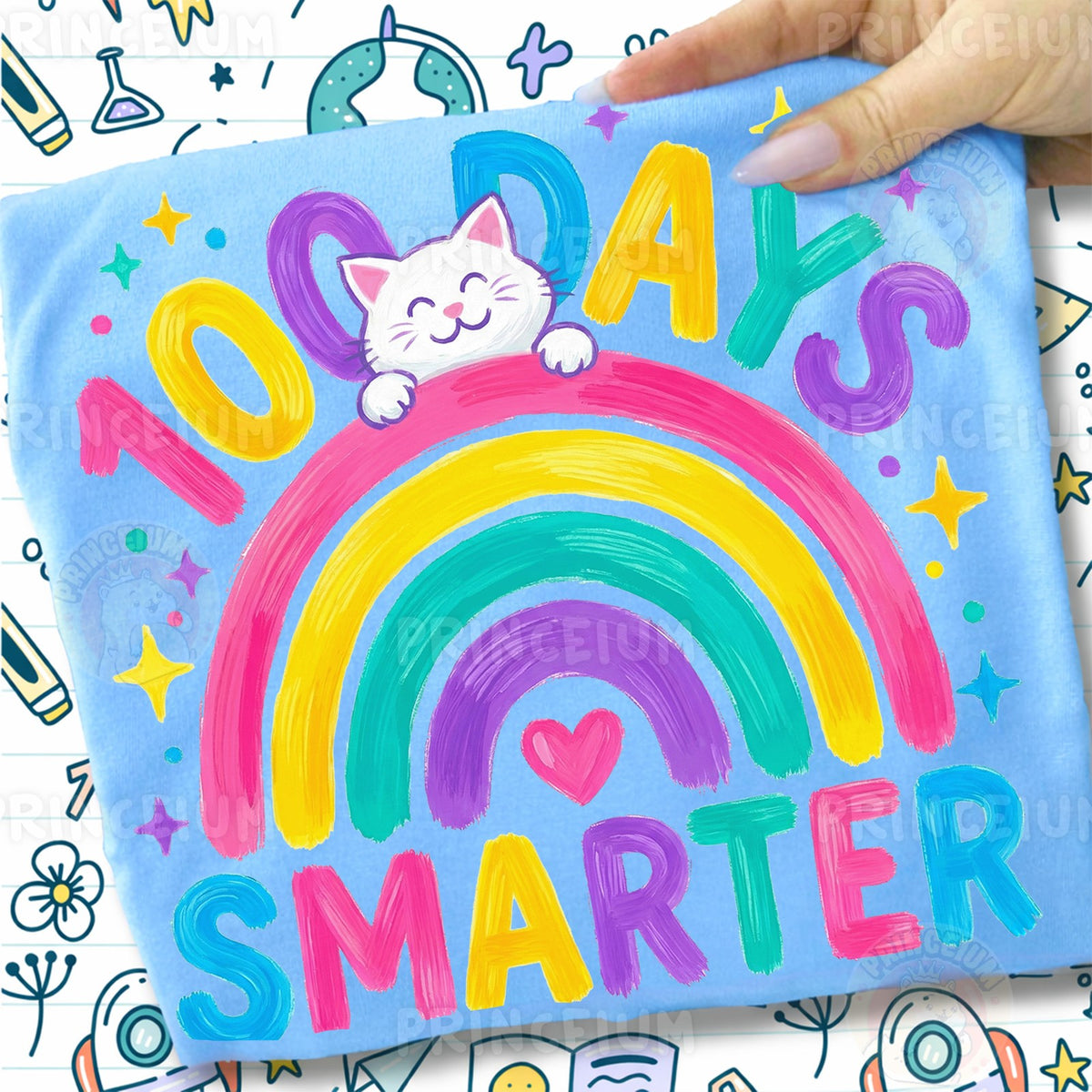 100 Days Smarter Rainbow Cat