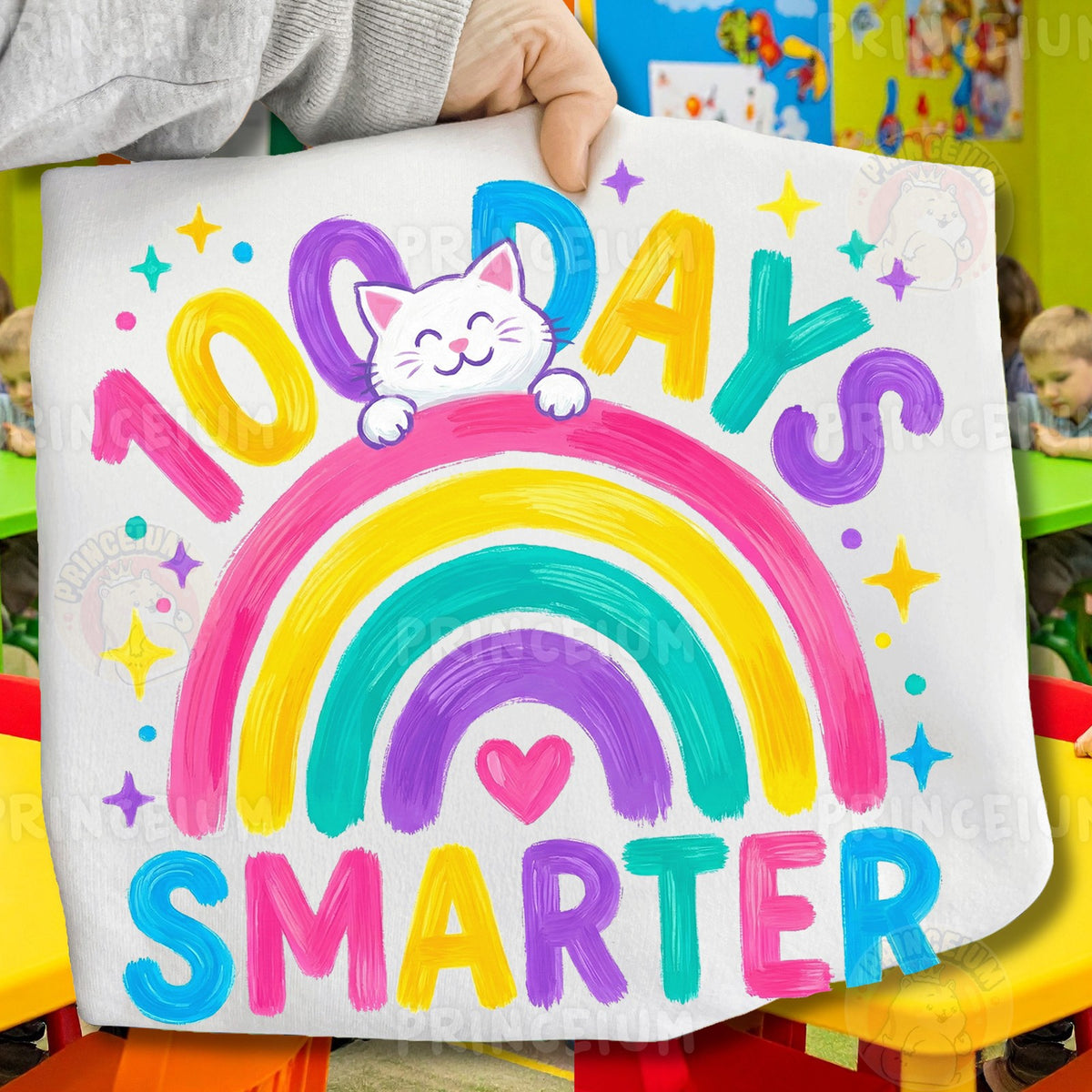 100 Days Smarter Rainbow Cat
