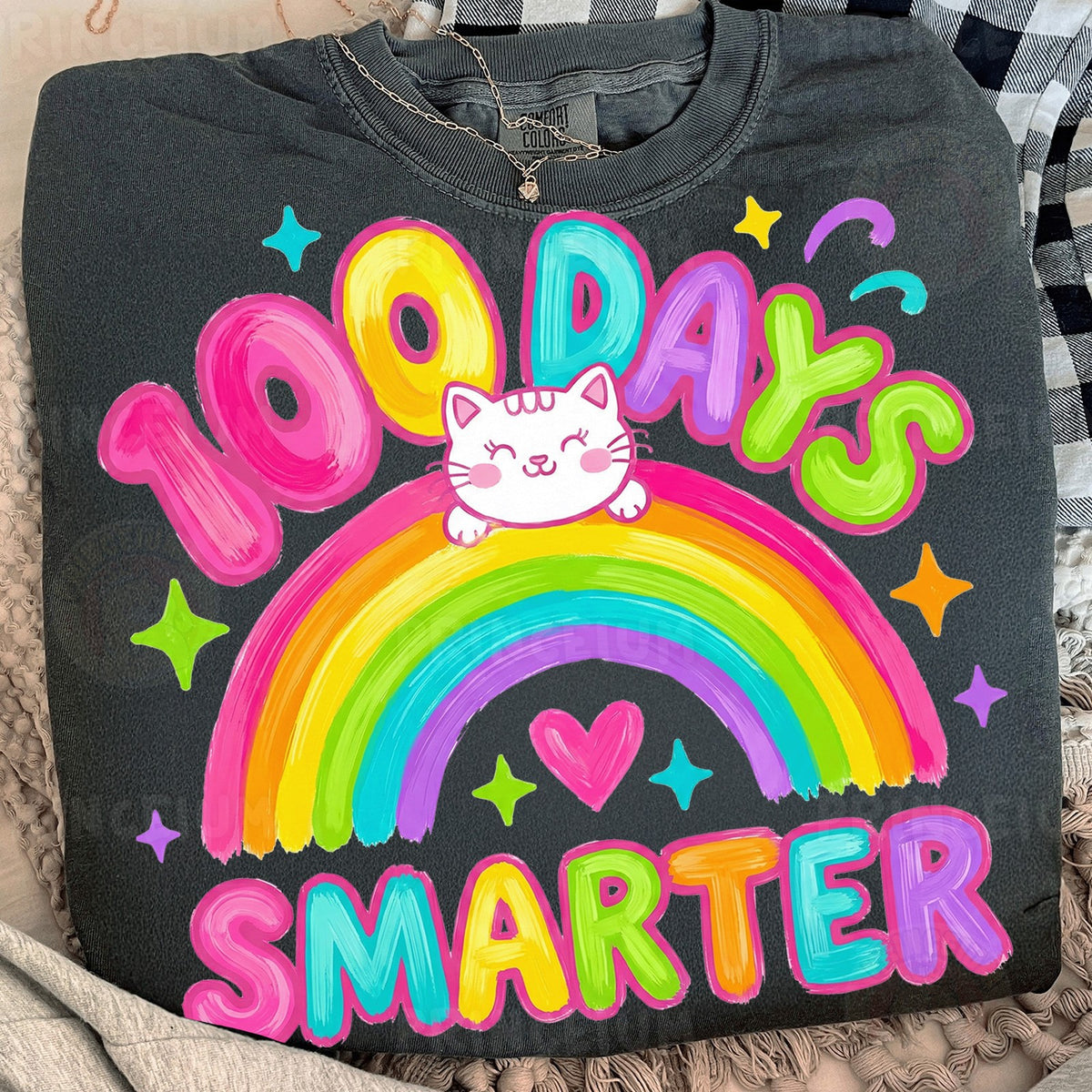 100 Days Smarter Rainbow Cat