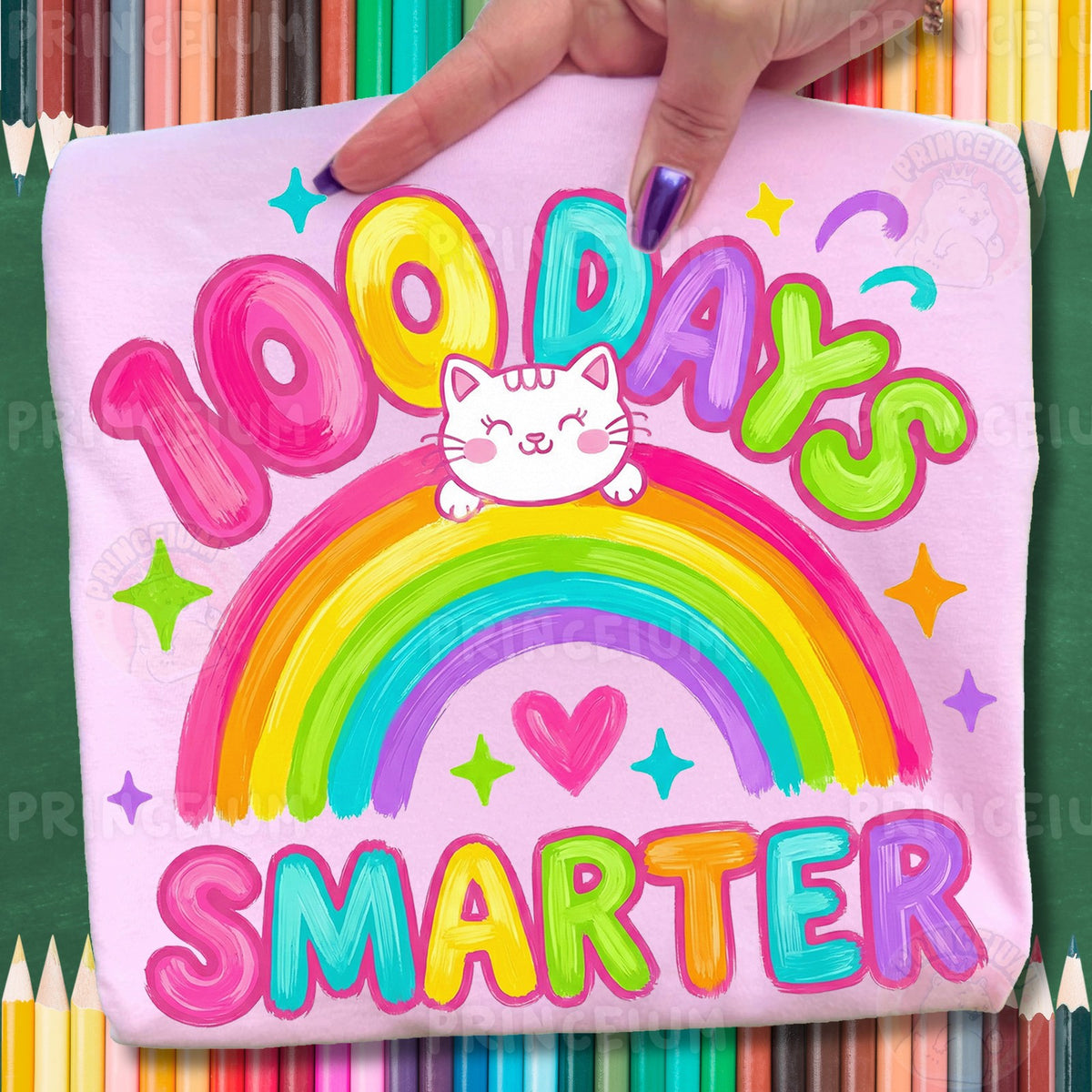 100 Days Smarter Rainbow Cat