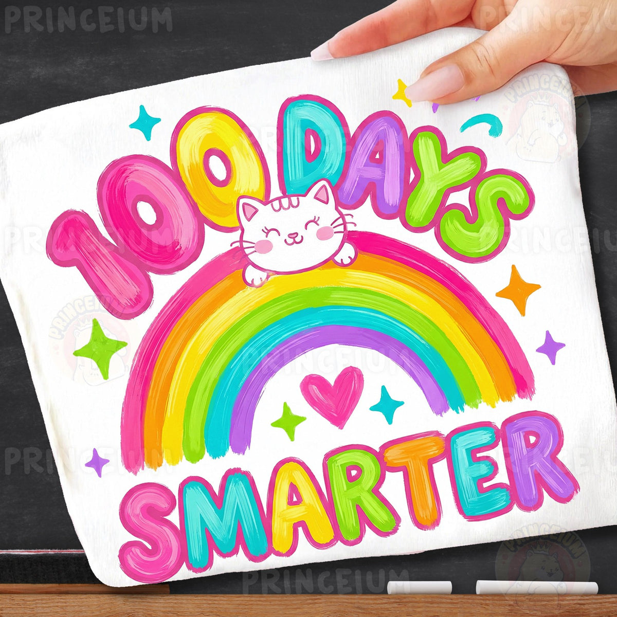 100 Days Smarter Rainbow Cat