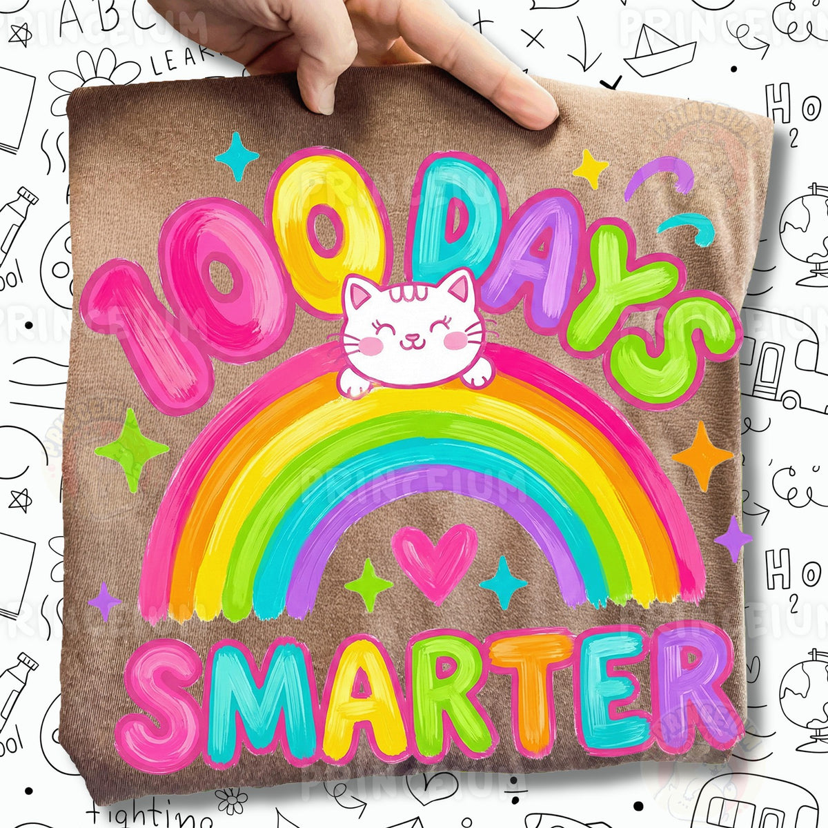 100 Days Smarter Rainbow Cat