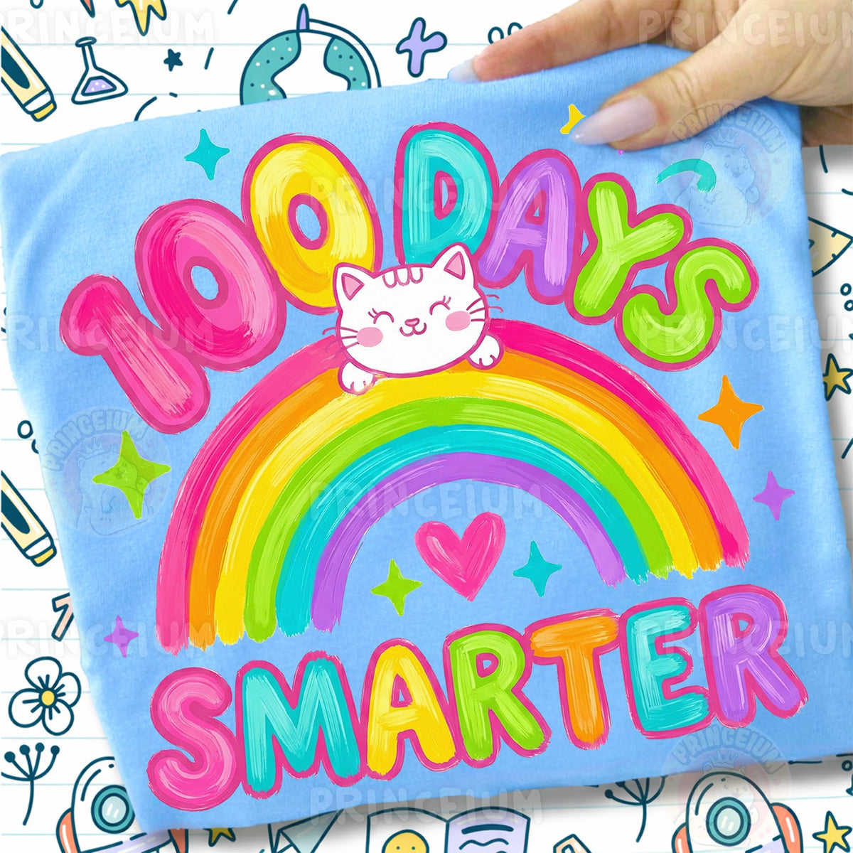 100 Days Smarter Rainbow Cat