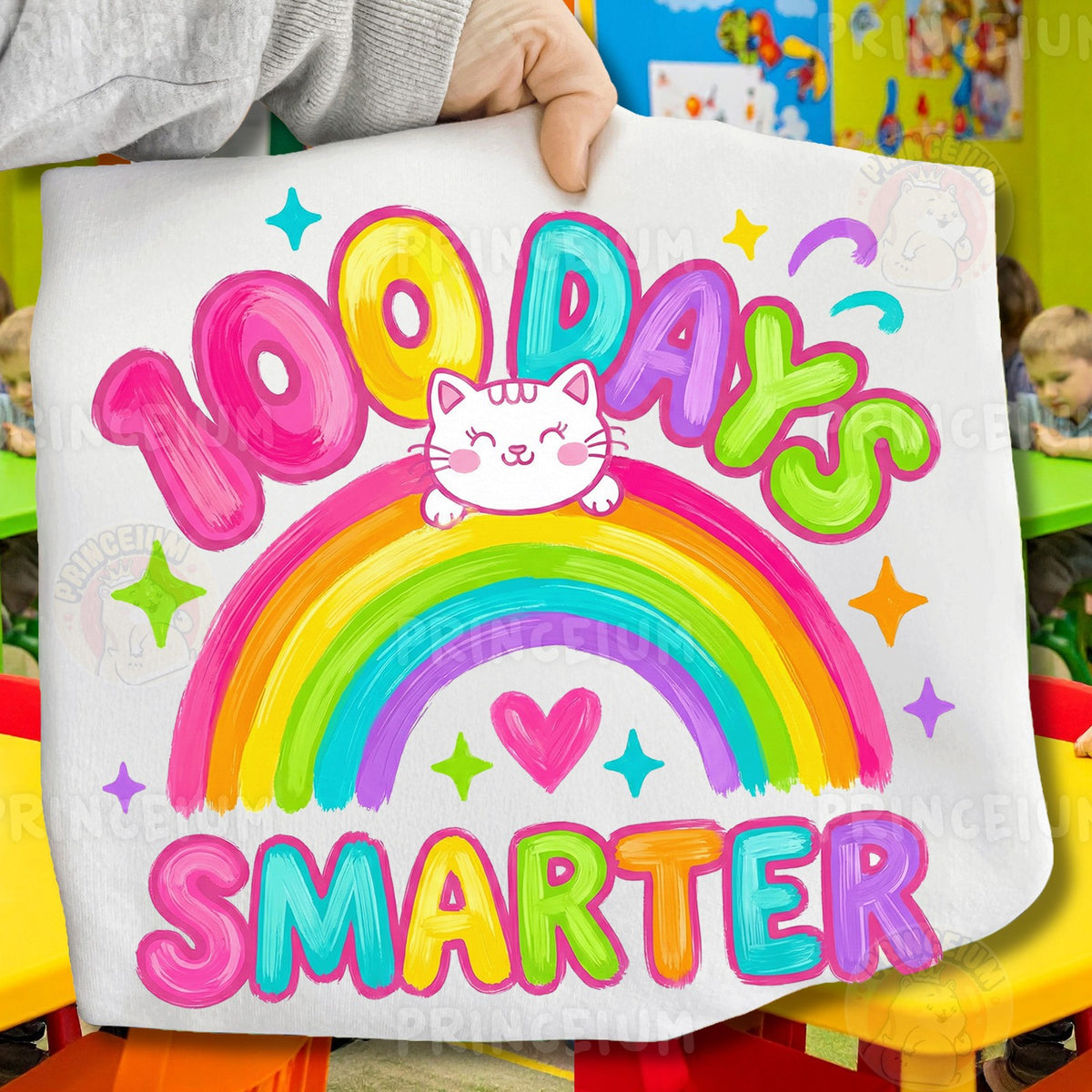 100 Days Smarter Rainbow Cat