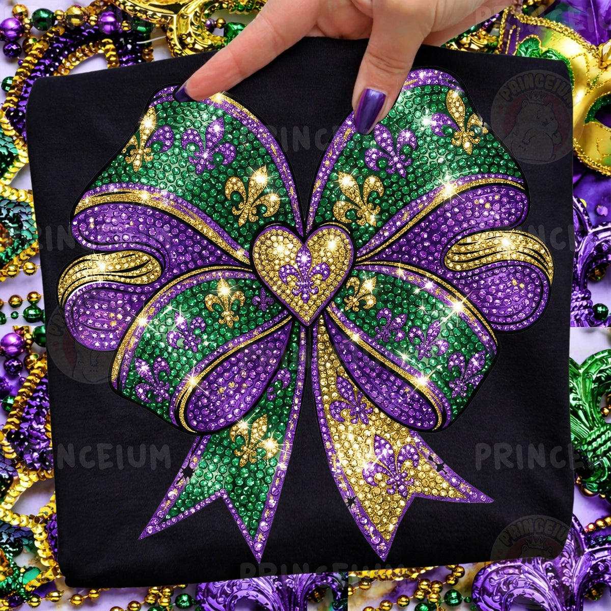 Mardi Gras Rhinestone Bow