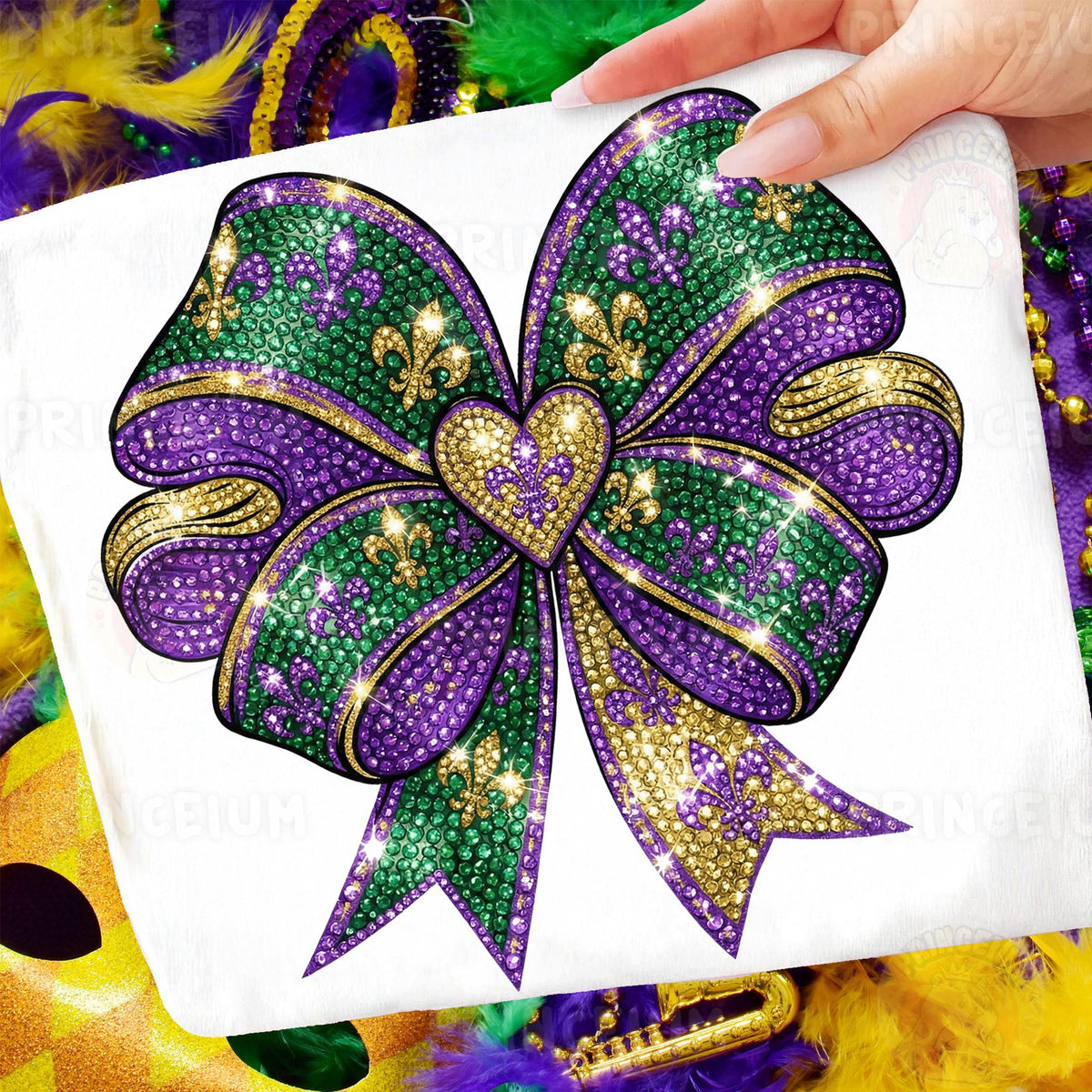 Mardi Gras Rhinestone Bow