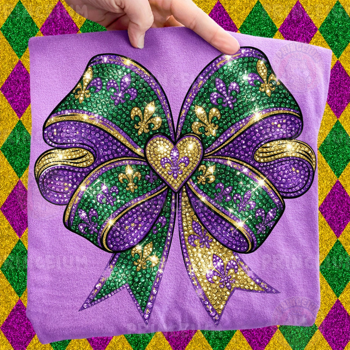 Mardi Gras Rhinestone Bow