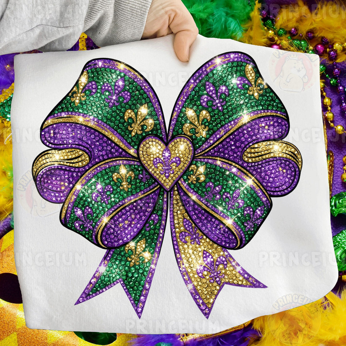 Mardi Gras Rhinestone Bow