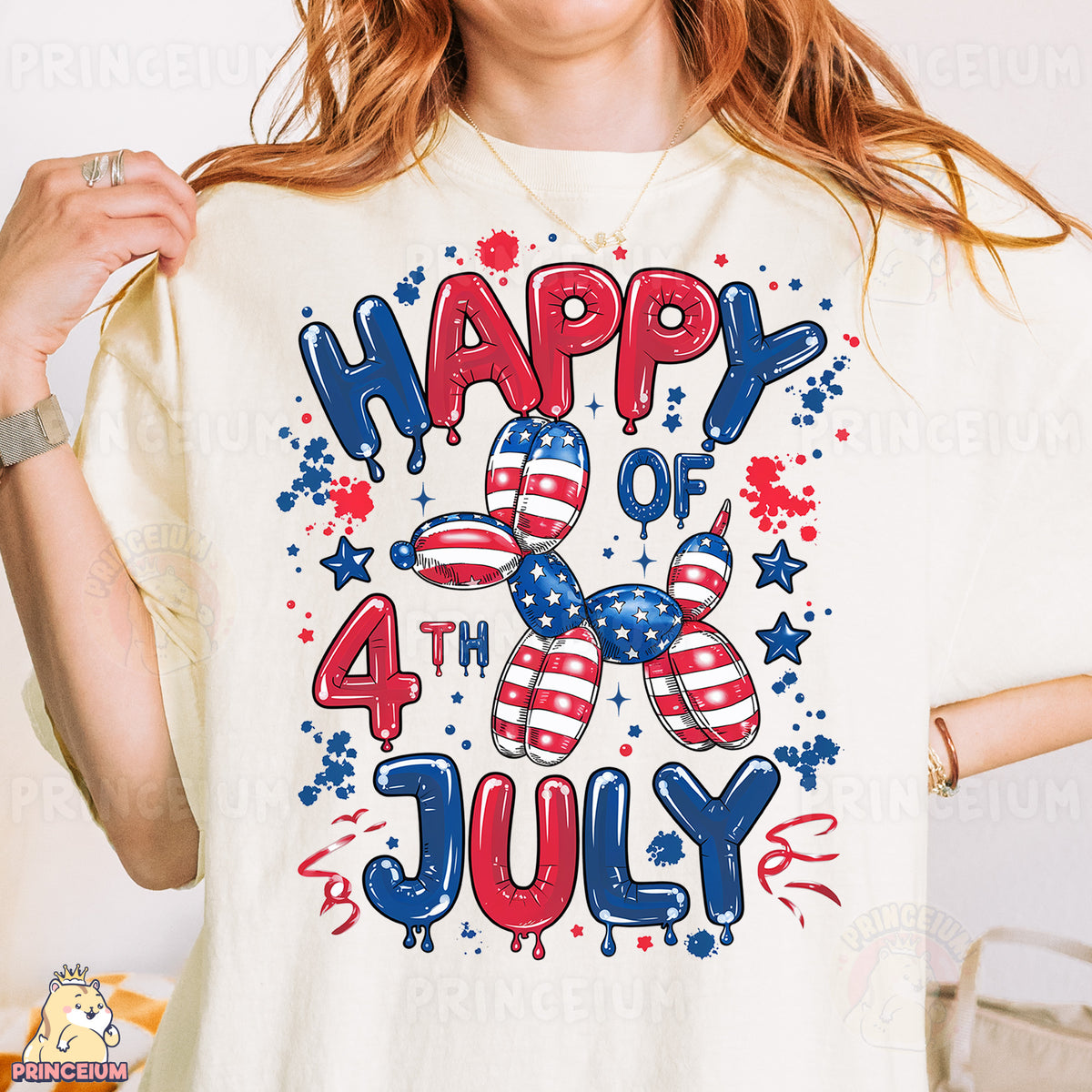 a woman wearing a fourth of july shirt