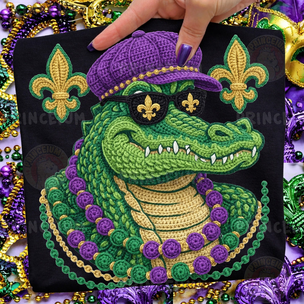 Mardi Gras Crochet Gator
