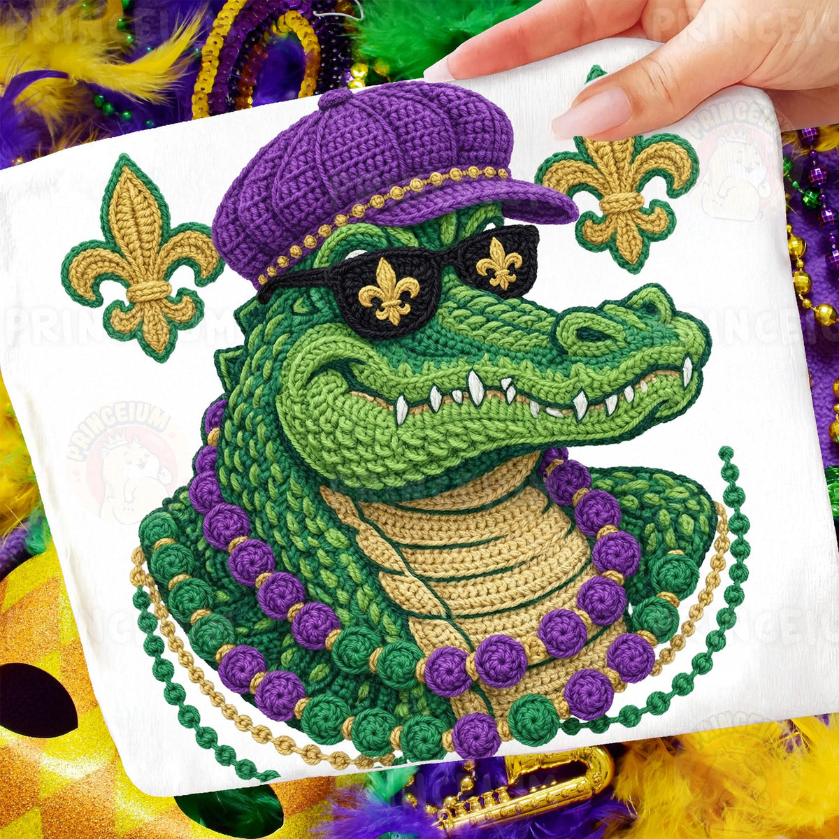 Mardi Gras Crochet Gator