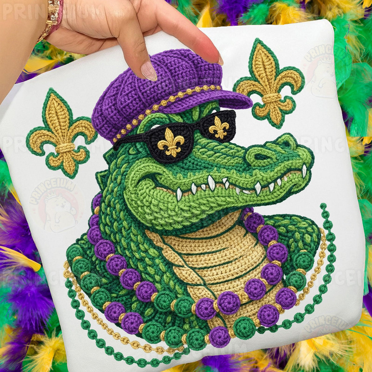 Mardi Gras Crochet Gator