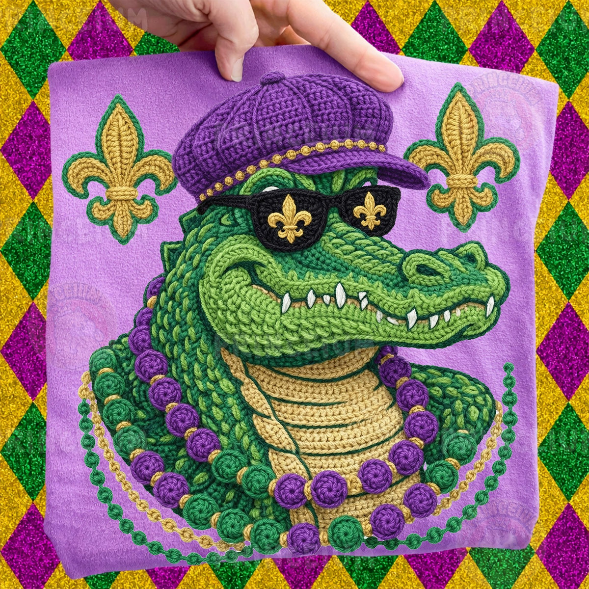 Mardi Gras Crochet Gator