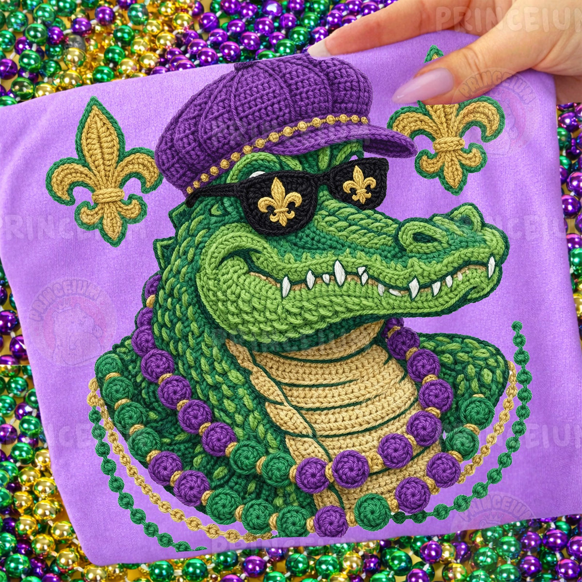 Mardi Gras Crochet Gator