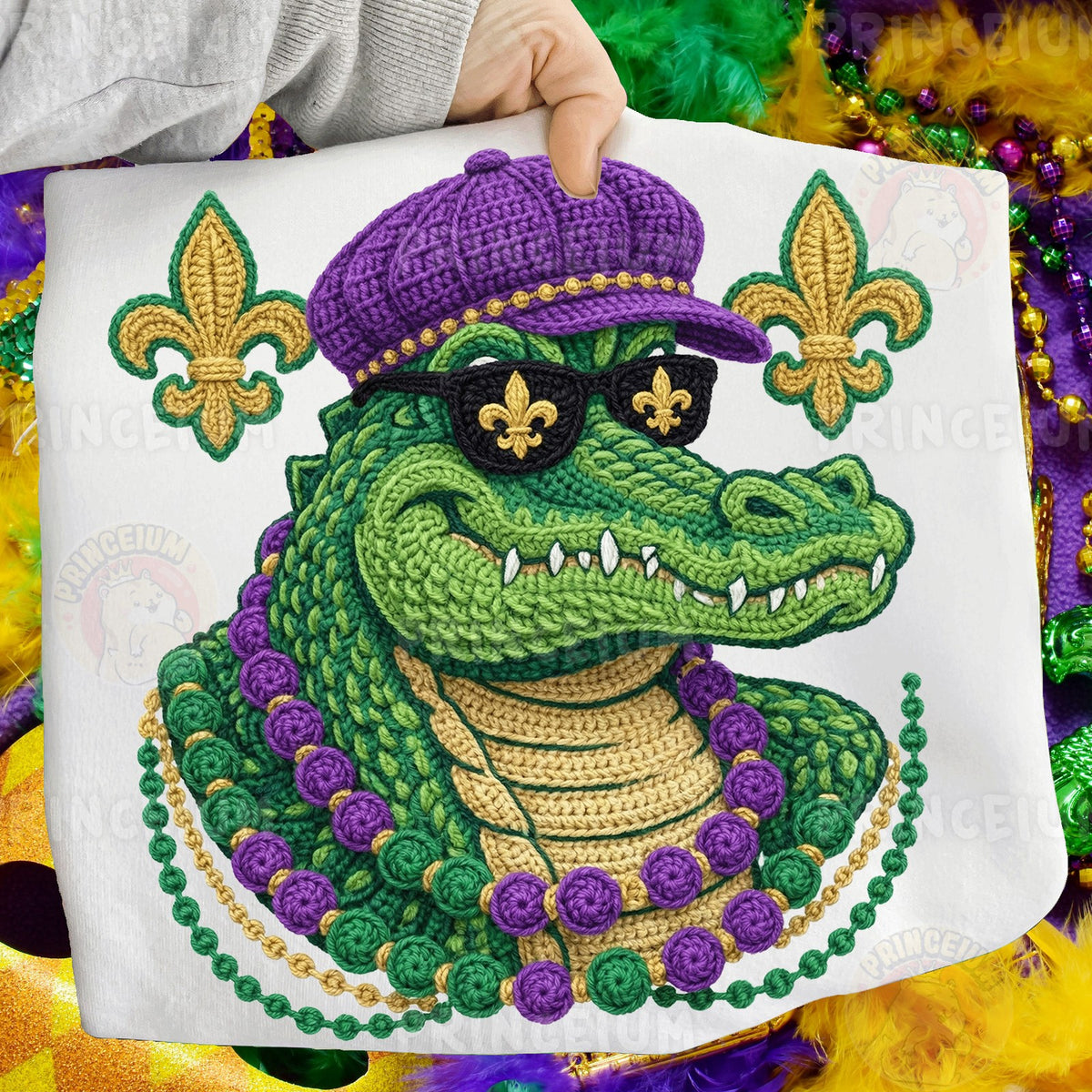 Mardi Gras Crochet Gator