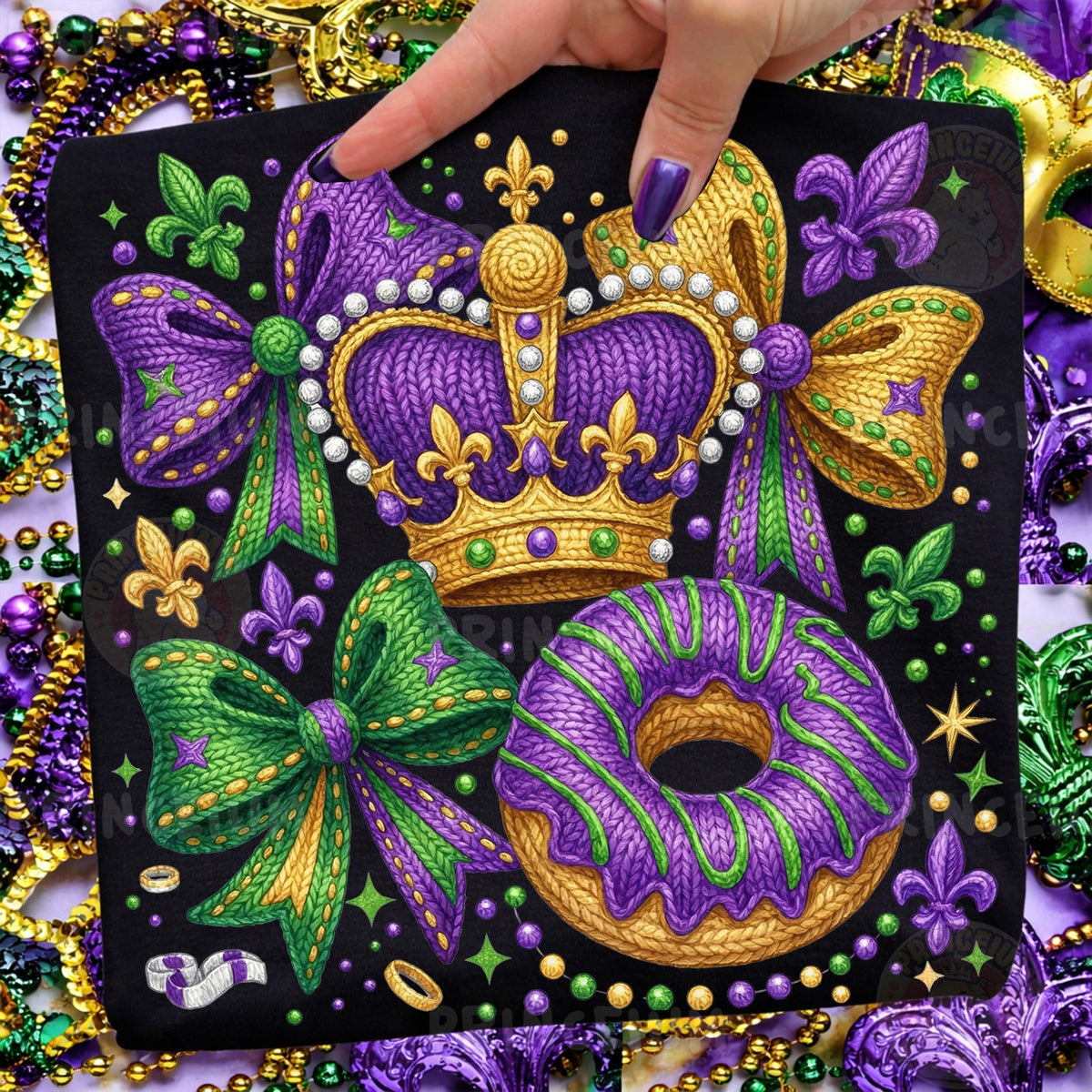 Mardi Gras Crown & King Cake Donut