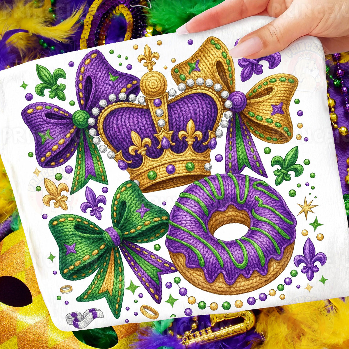 Mardi Gras Crown & King Cake Donut
