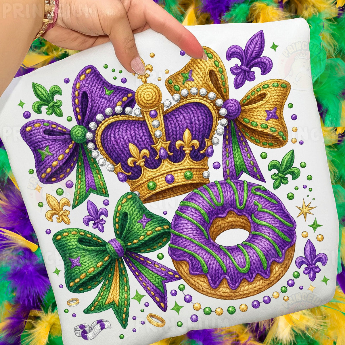 Mardi Gras Crown & King Cake Donut