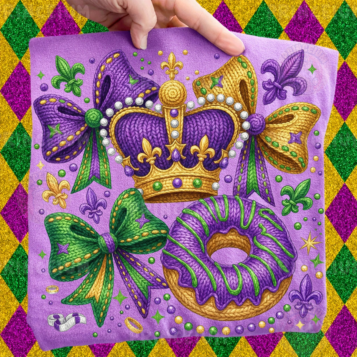 Mardi Gras Crown & King Cake Donut