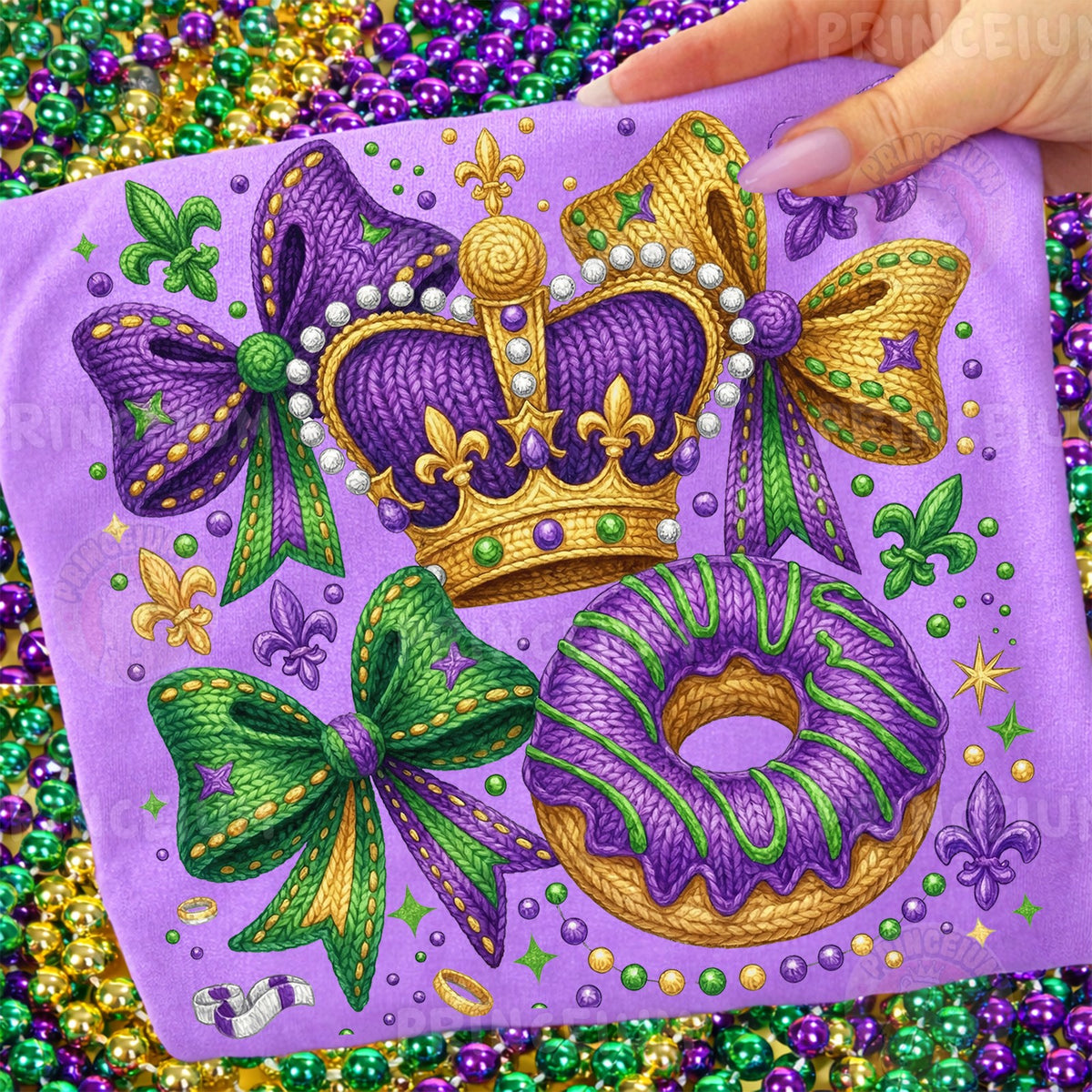 Mardi Gras Crown & King Cake Donut