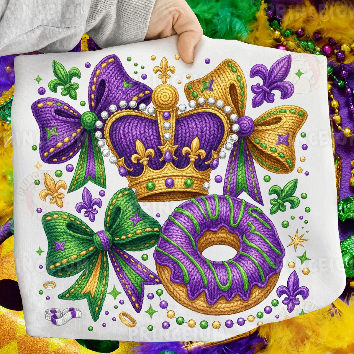 Mardi Gras Crown & King Cake Donut