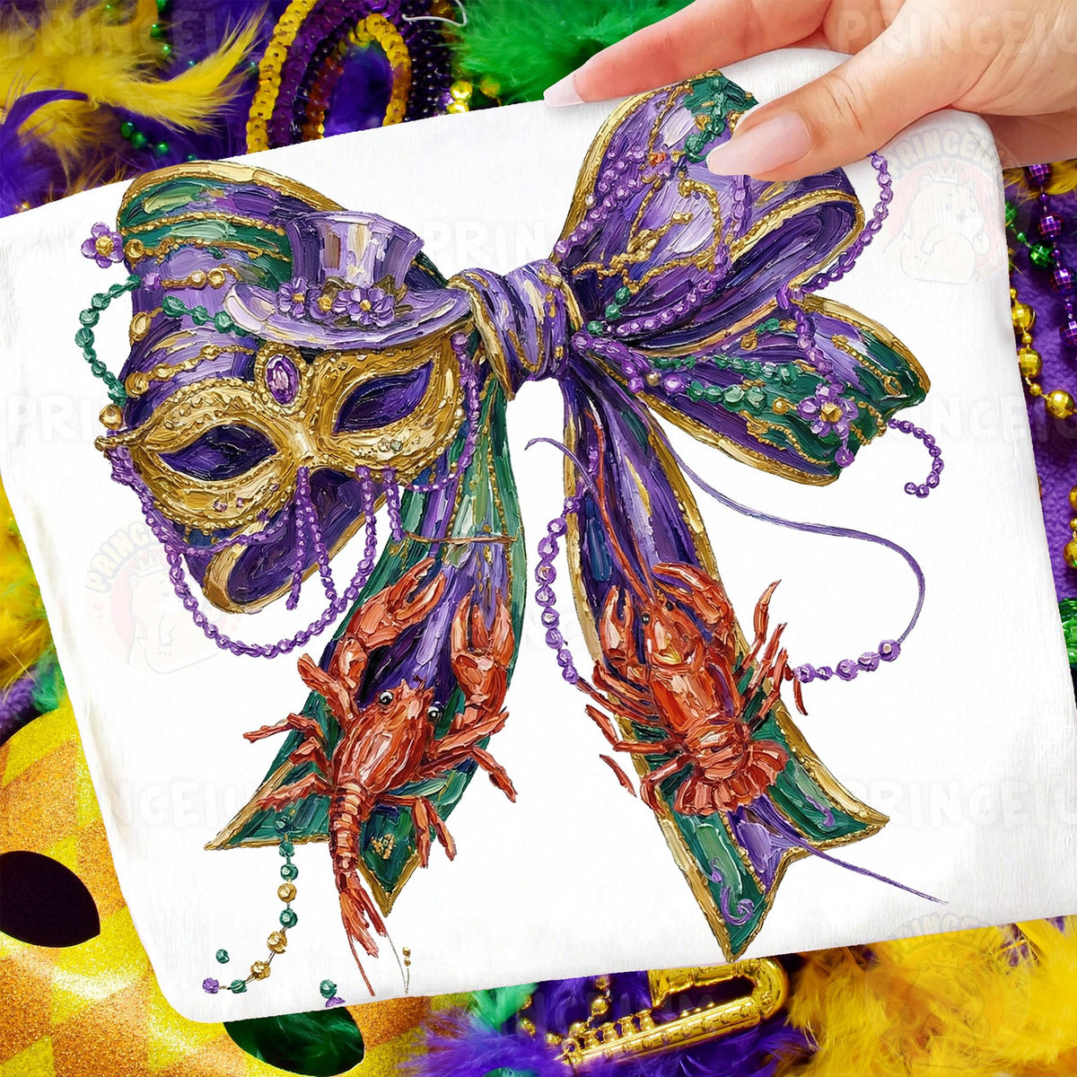 Mardi Gras Mask & Crawfish Bow
