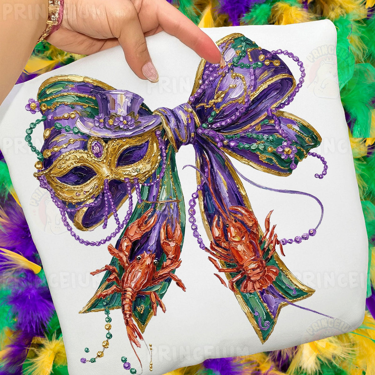 Mardi Gras Mask & Crawfish Bow