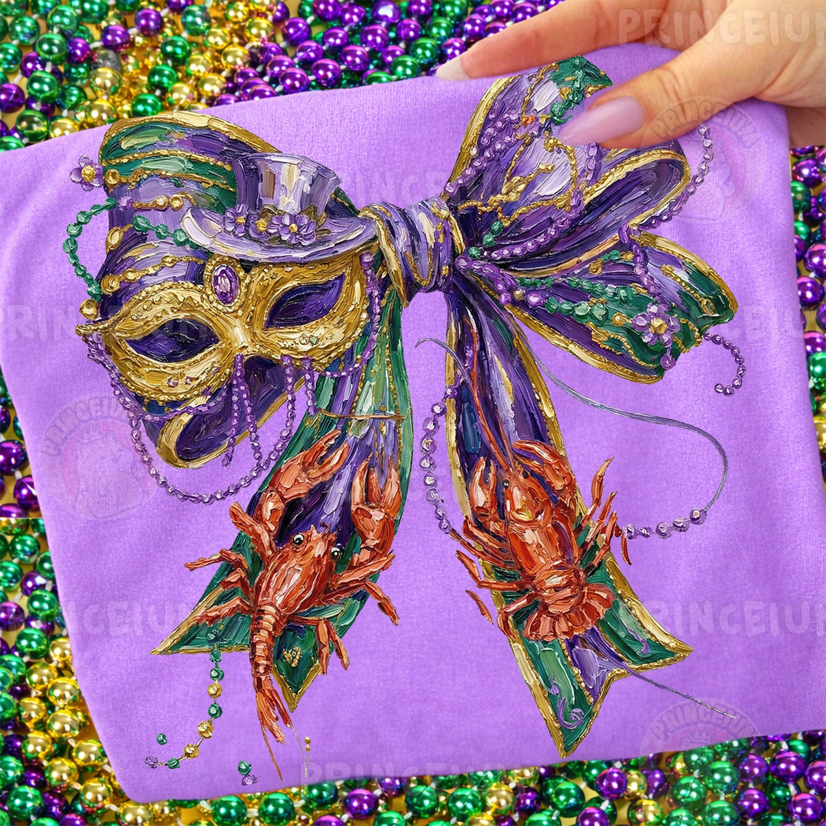 Mardi Gras Mask & Crawfish Bow