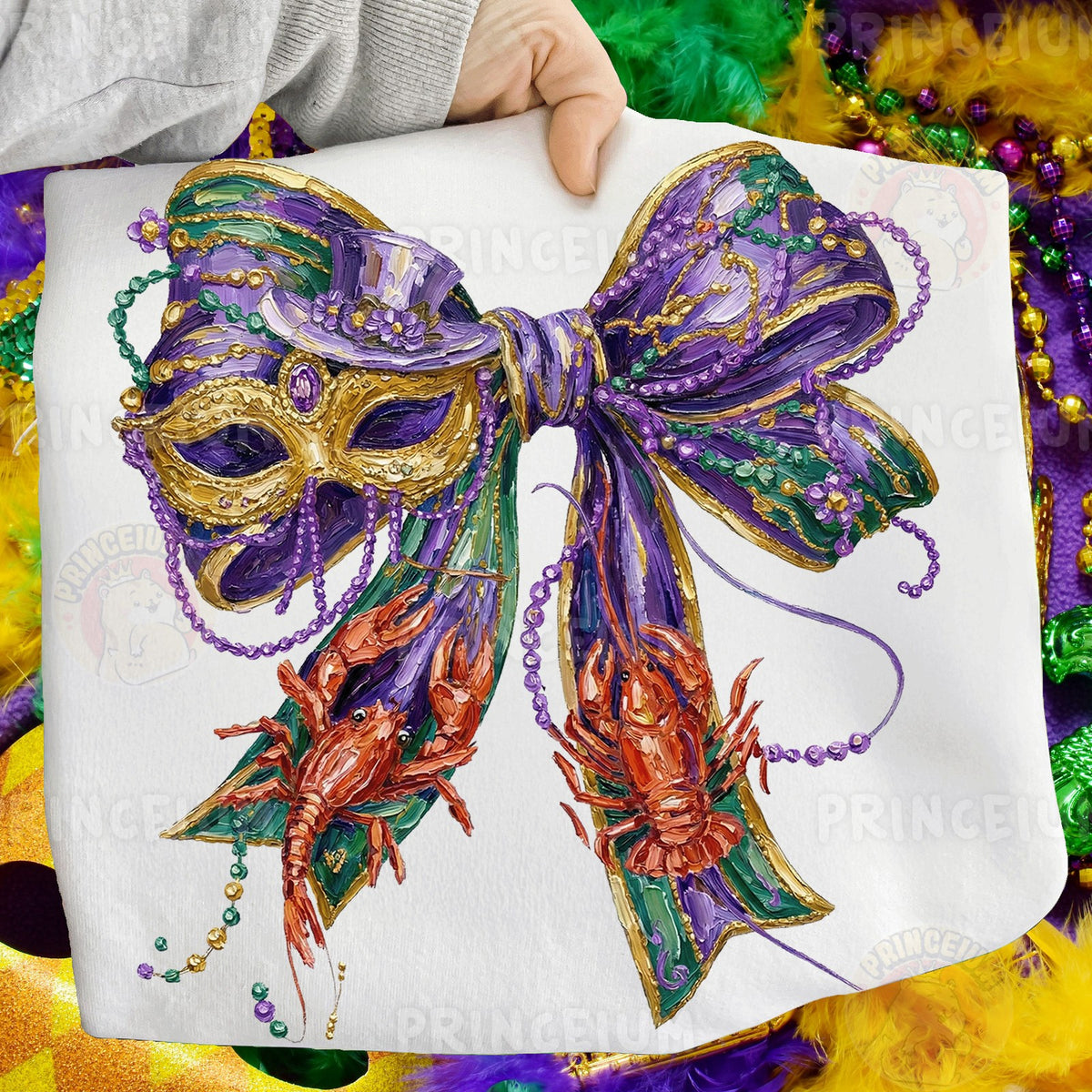 Mardi Gras Mask & Crawfish Bow