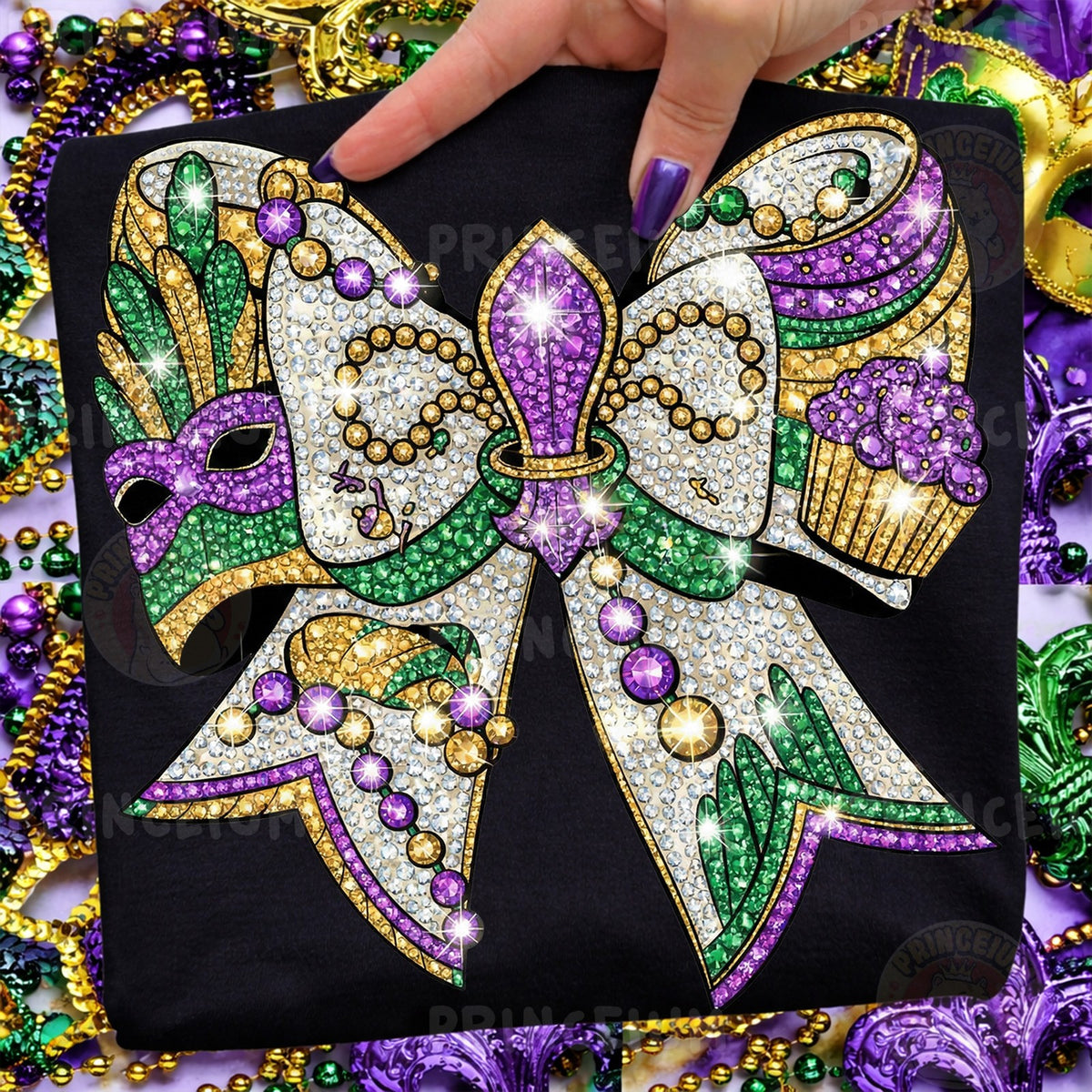 Mardi Gras Rhinestone Bow
