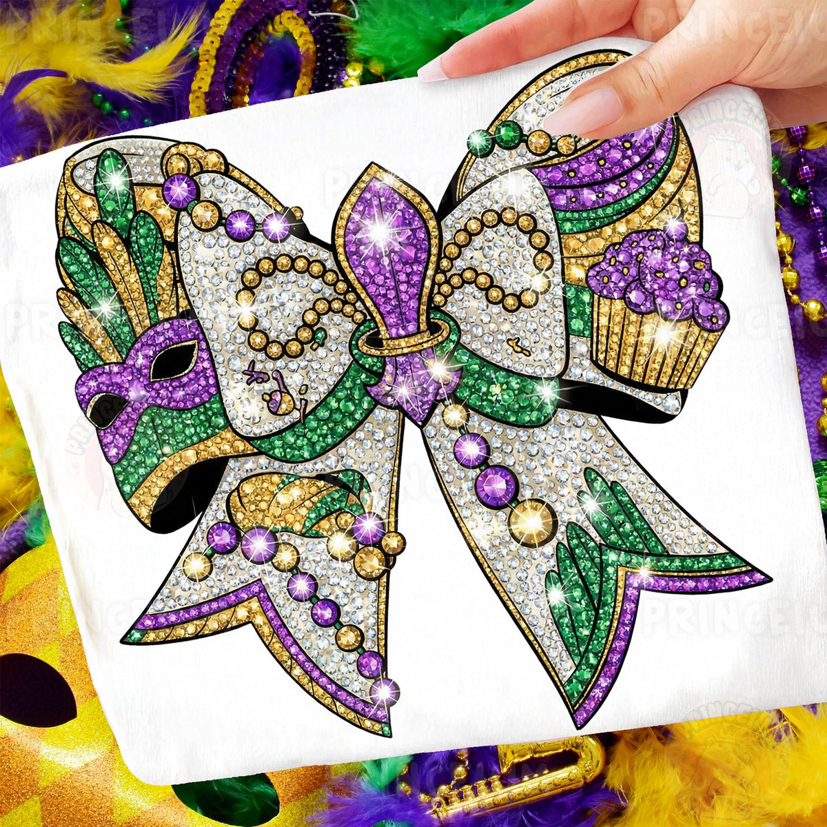 Mardi Gras Rhinestone Bow