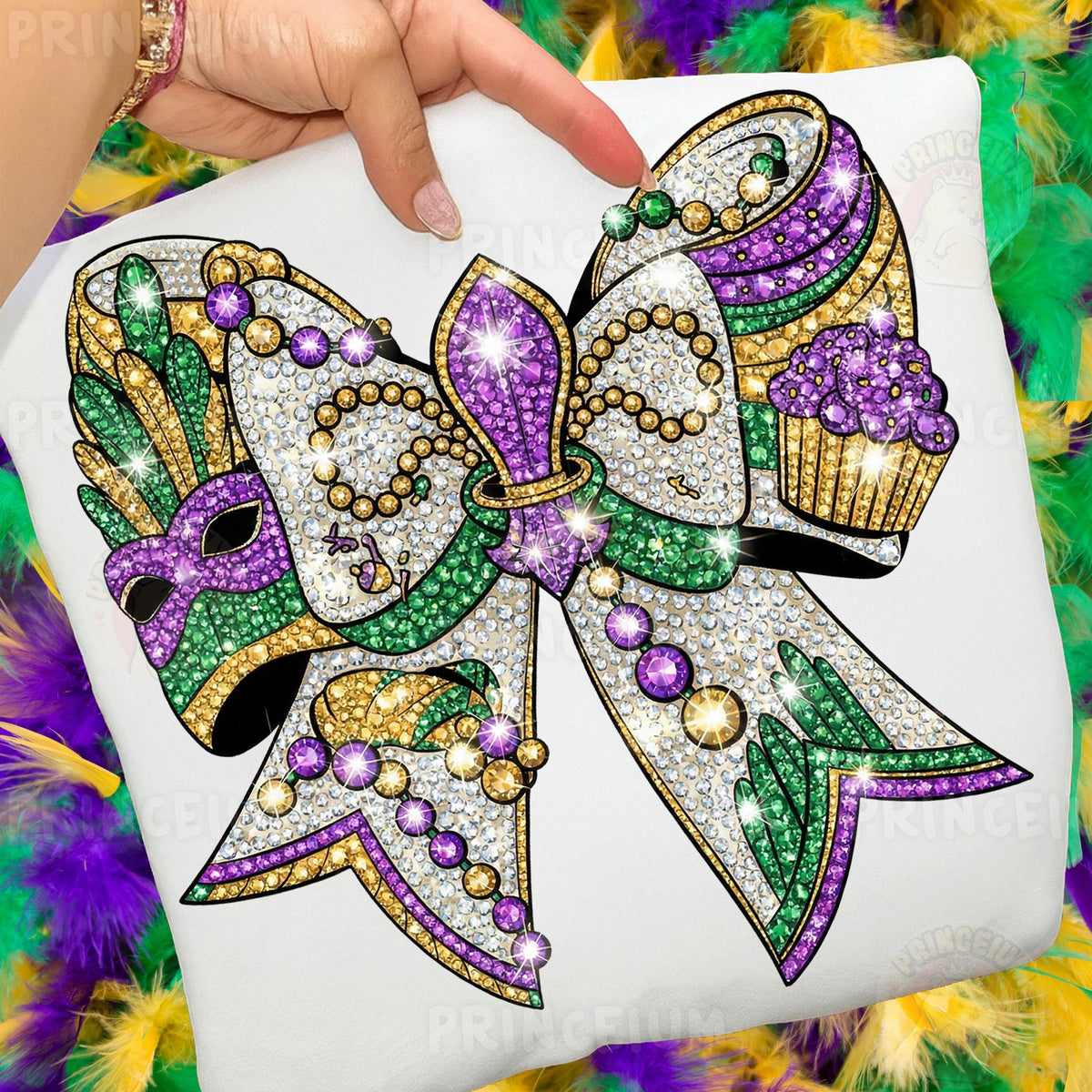 Mardi Gras Rhinestone Bow