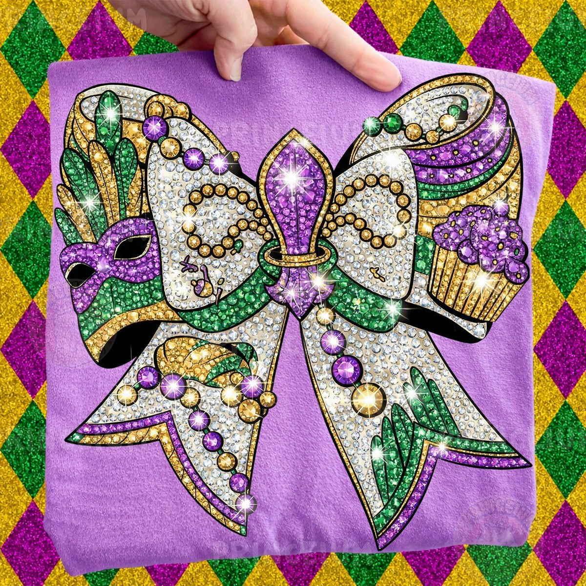 Mardi Gras Rhinestone Bow