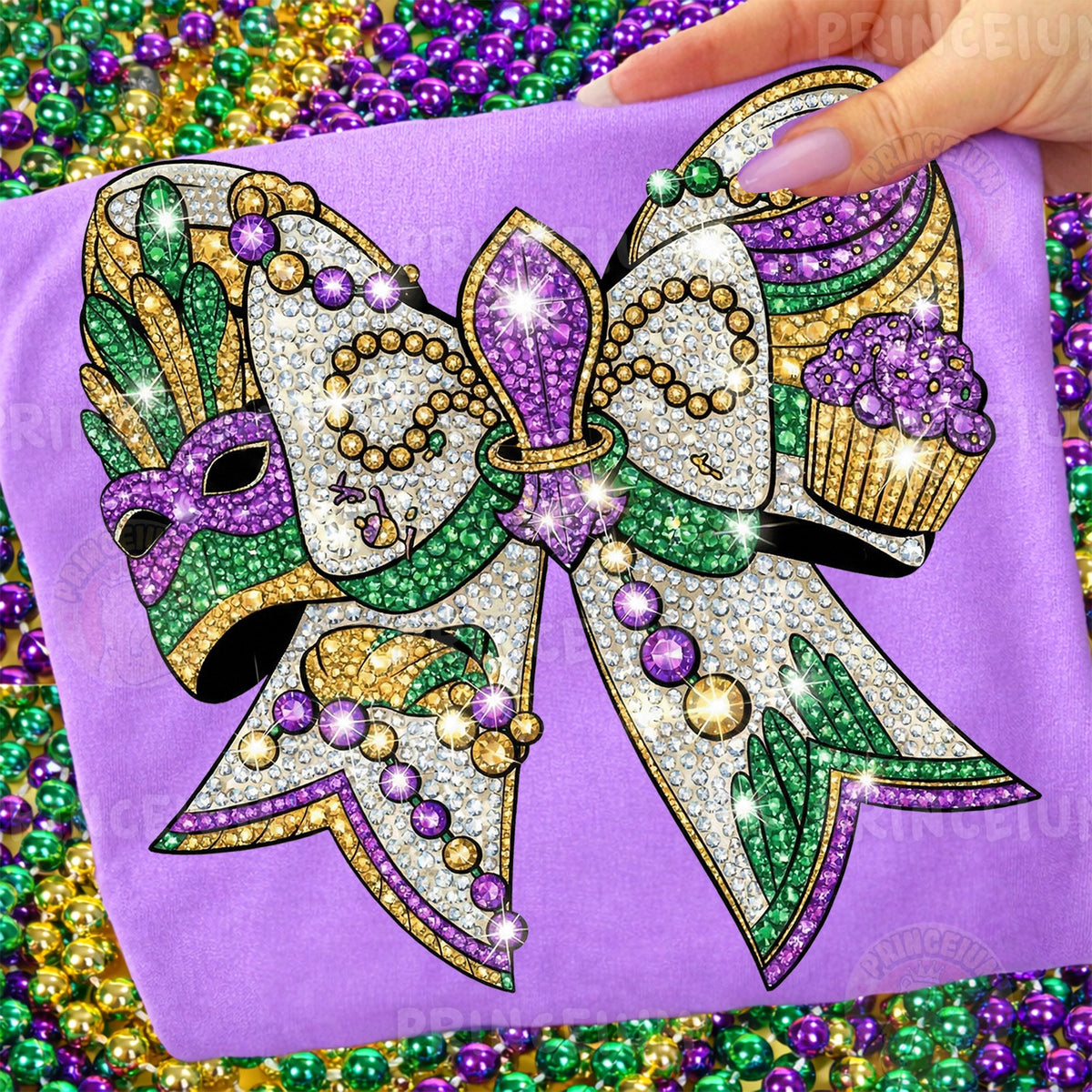Mardi Gras Rhinestone Bow