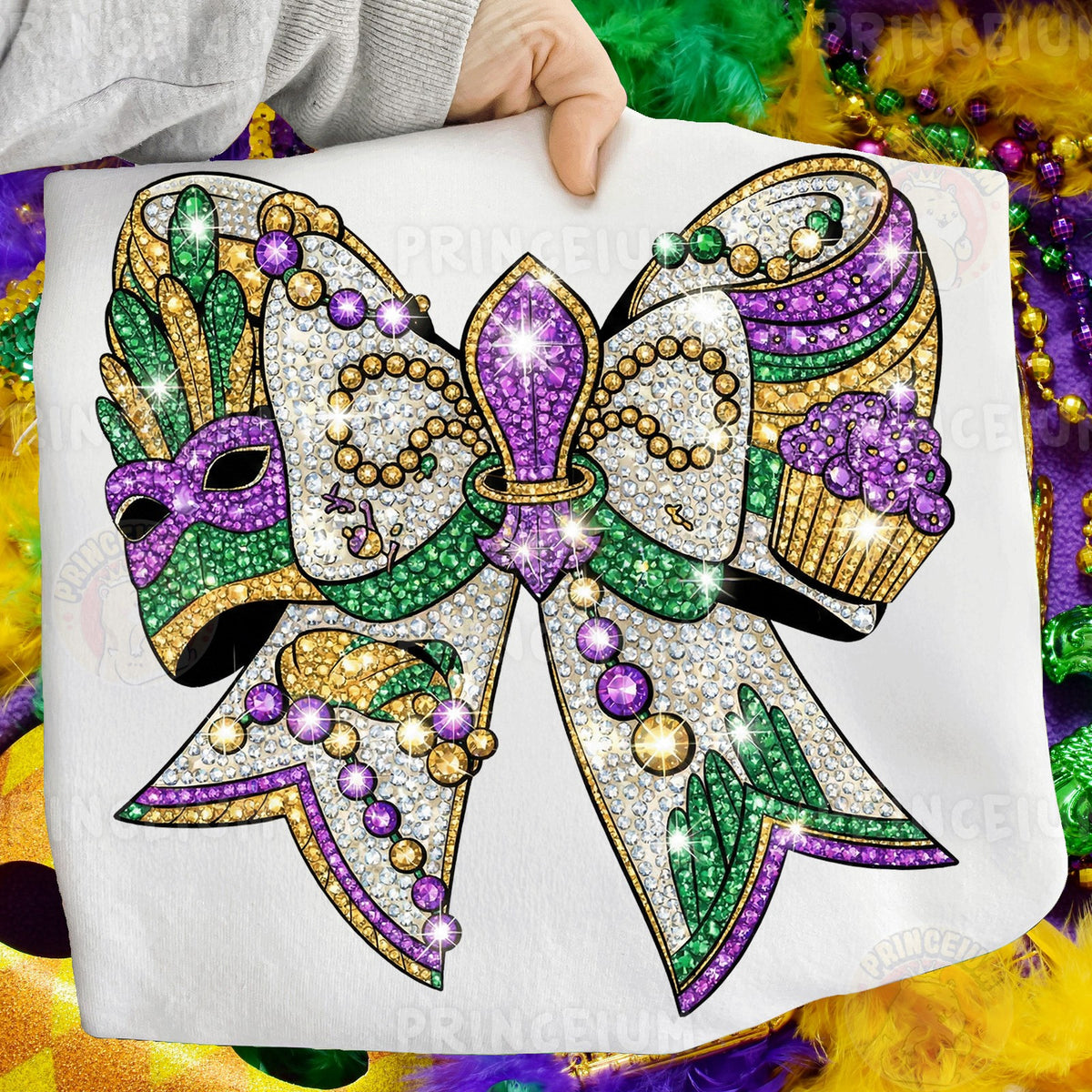 Mardi Gras Rhinestone Bow