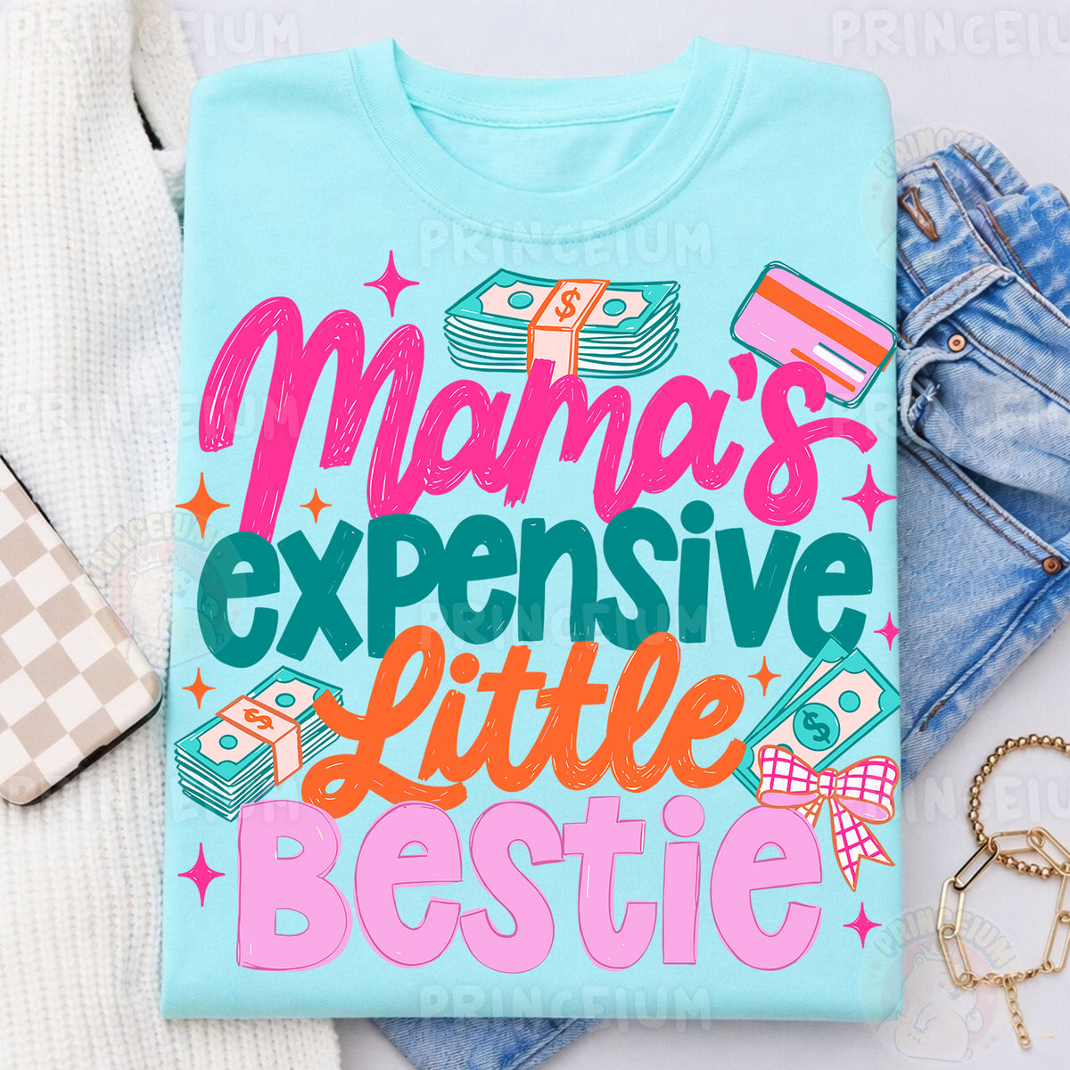 Mama's Expensive Little Bestie Sublimation Design PNG | Funny Money Mom Digital Download