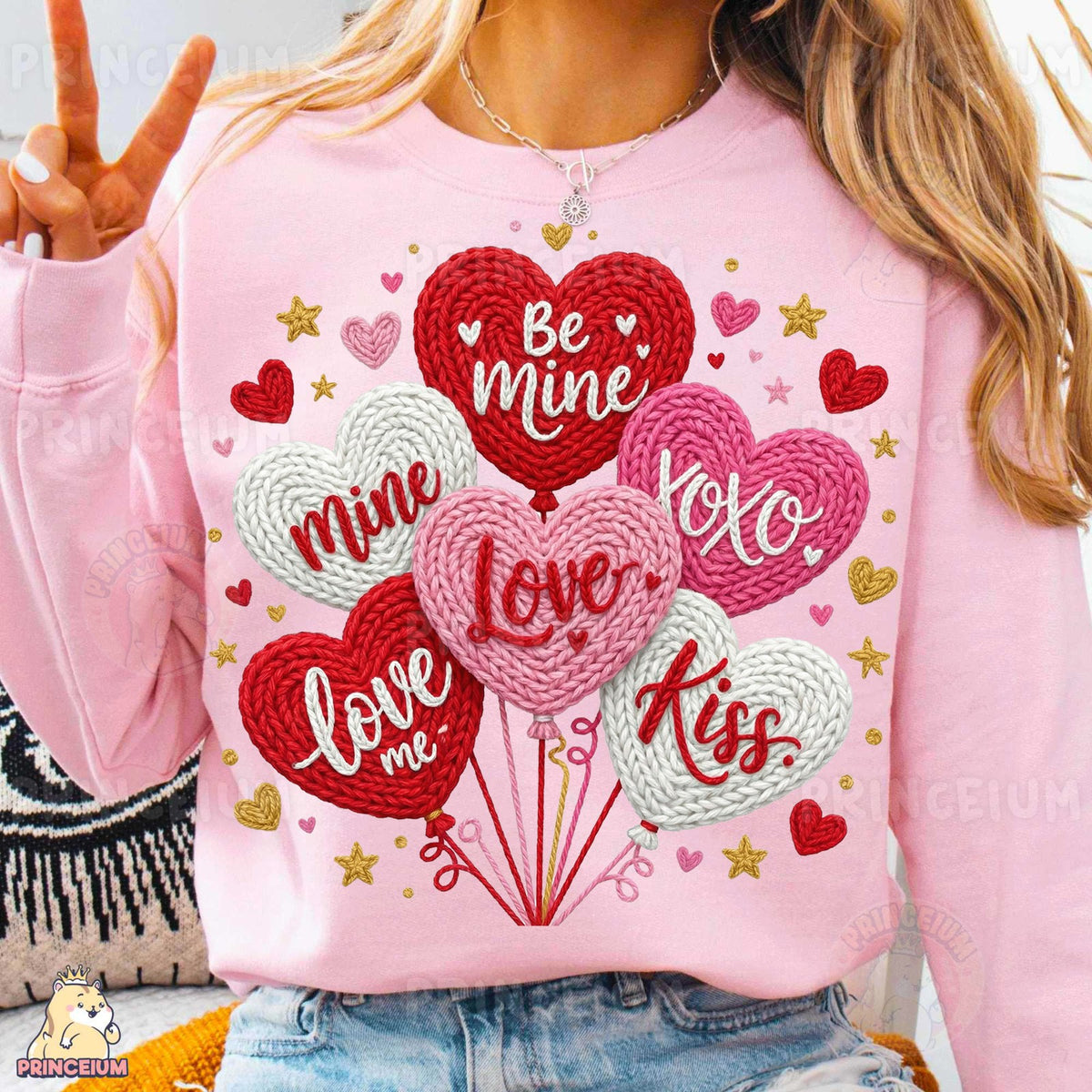 Knit Heart Balloons Valentine