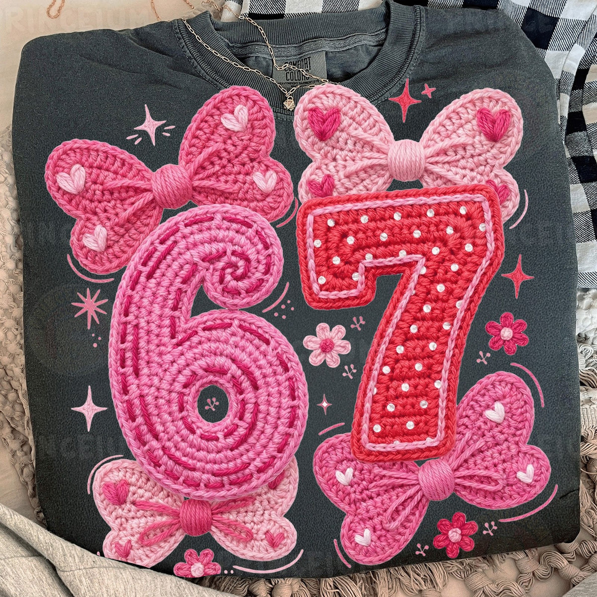 Crochet Bow 67 Birthday