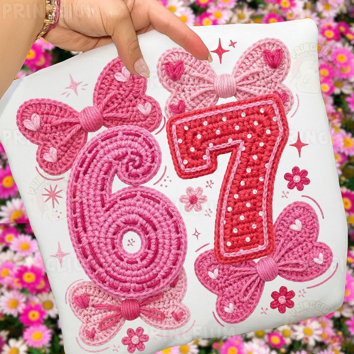 Crochet Bow 67 Birthday