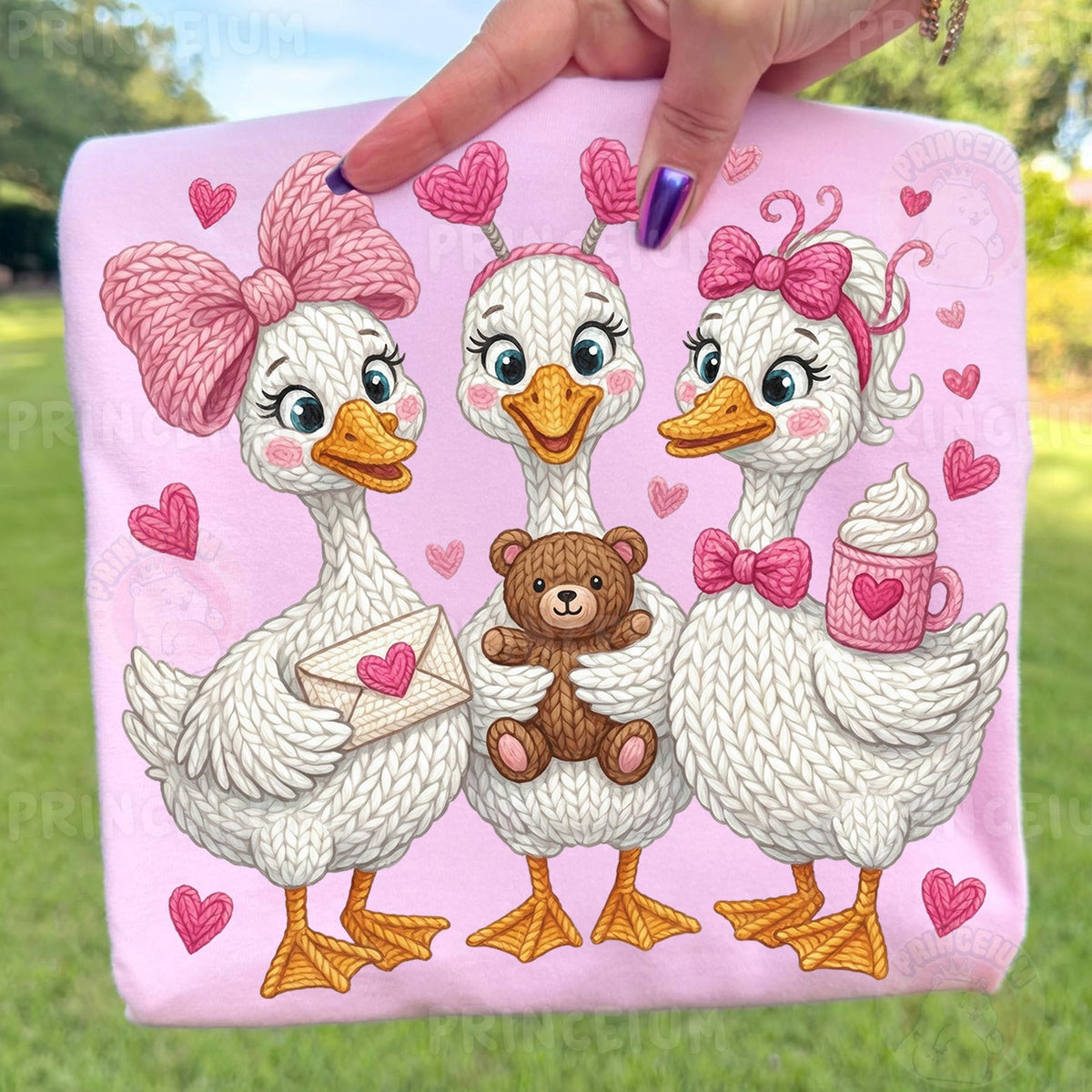 Knitted Geese Valentine Trio
