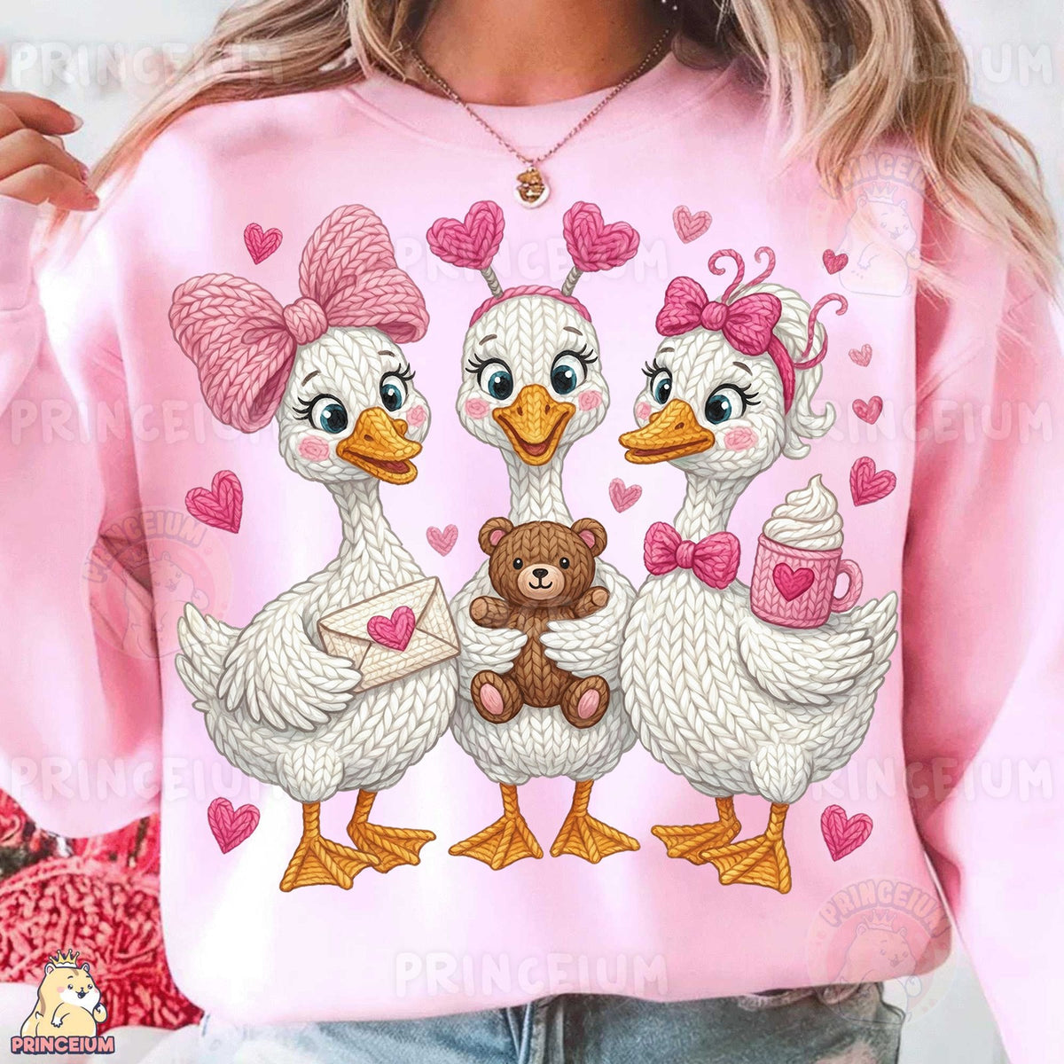 Knitted Geese Valentine Trio