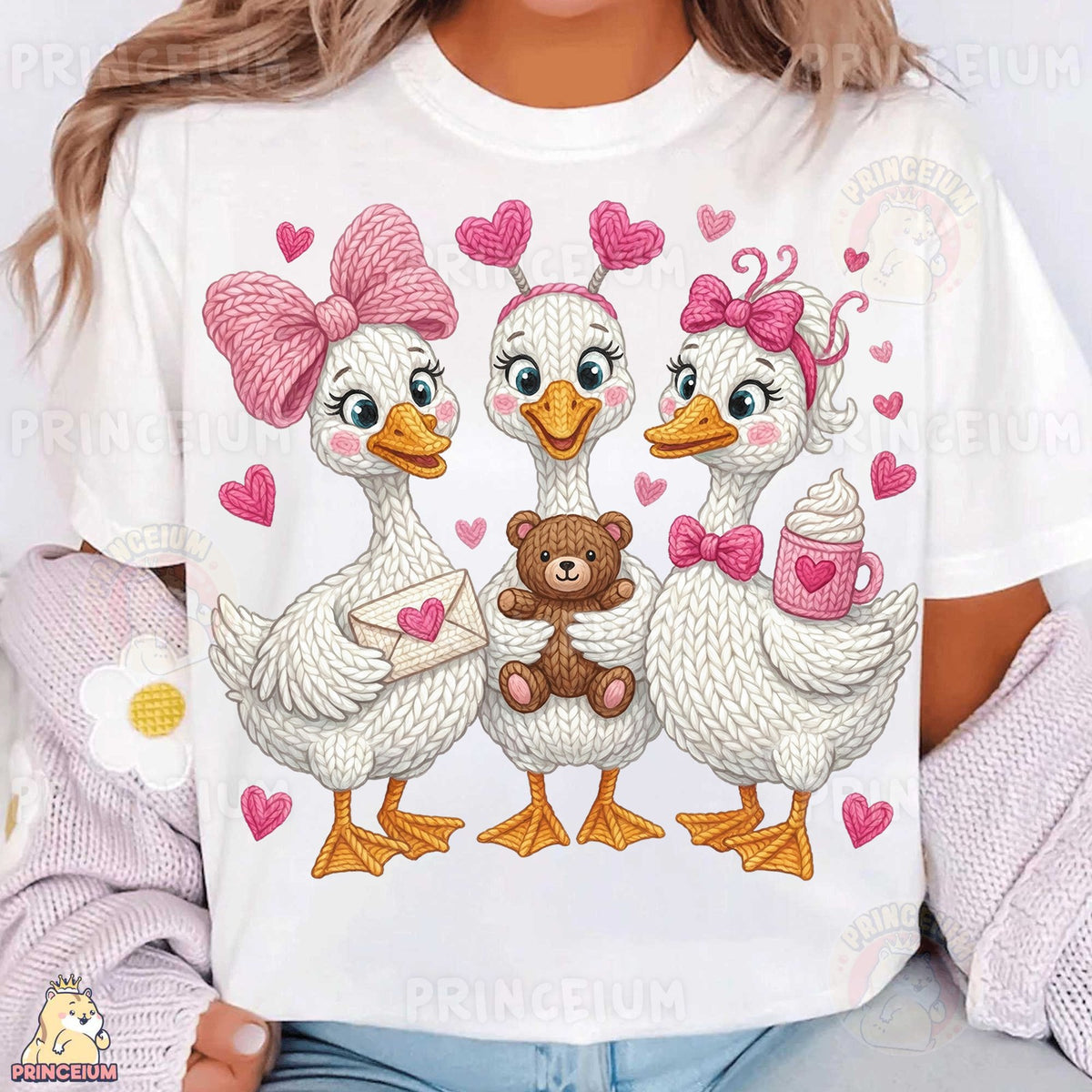 Knitted Geese Valentine Trio
