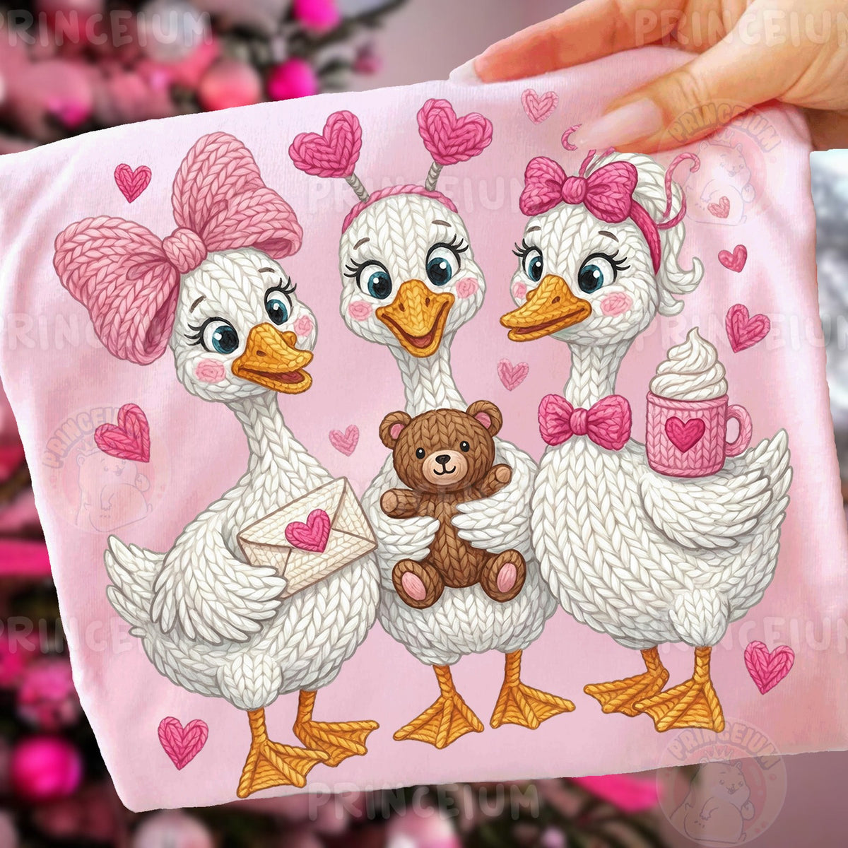 Knitted Geese Valentine Trio
